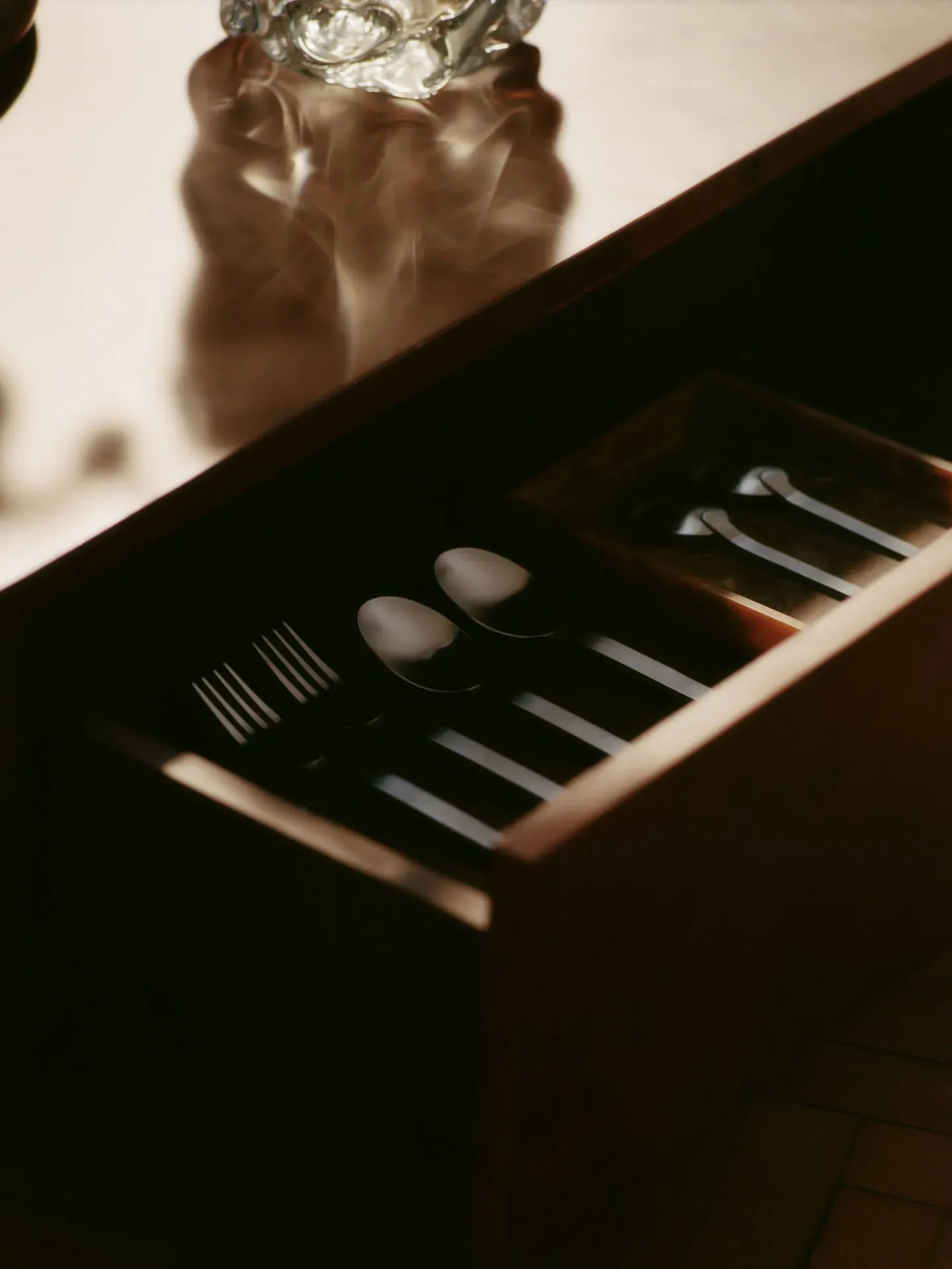Burl Square Storage Coffee Table - Dark Stained Burl