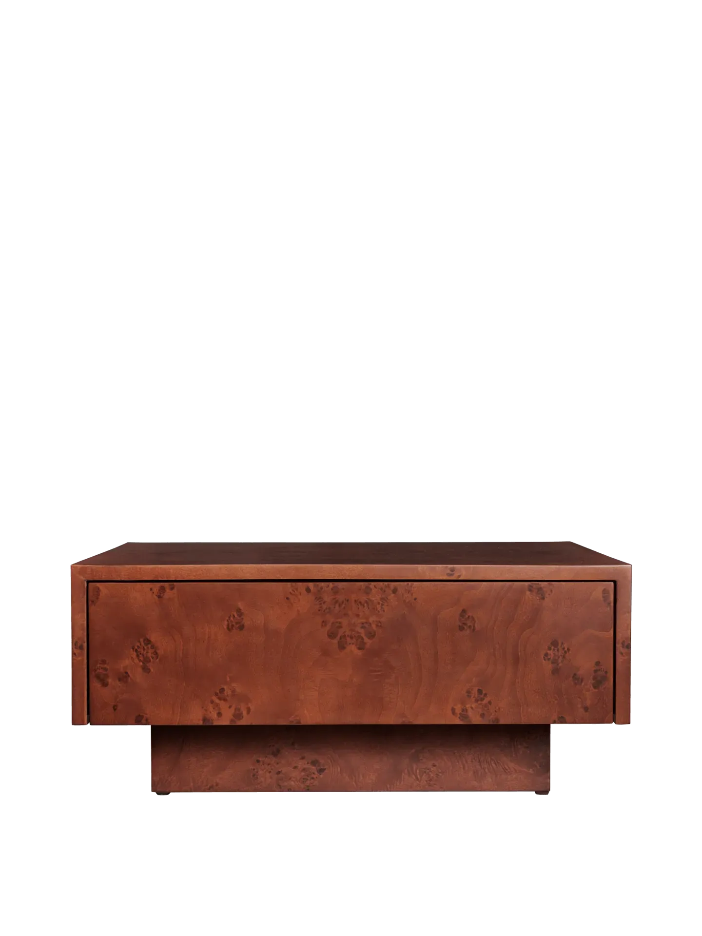 Burl Square Storage Coffee Table - Dark Stained Burl