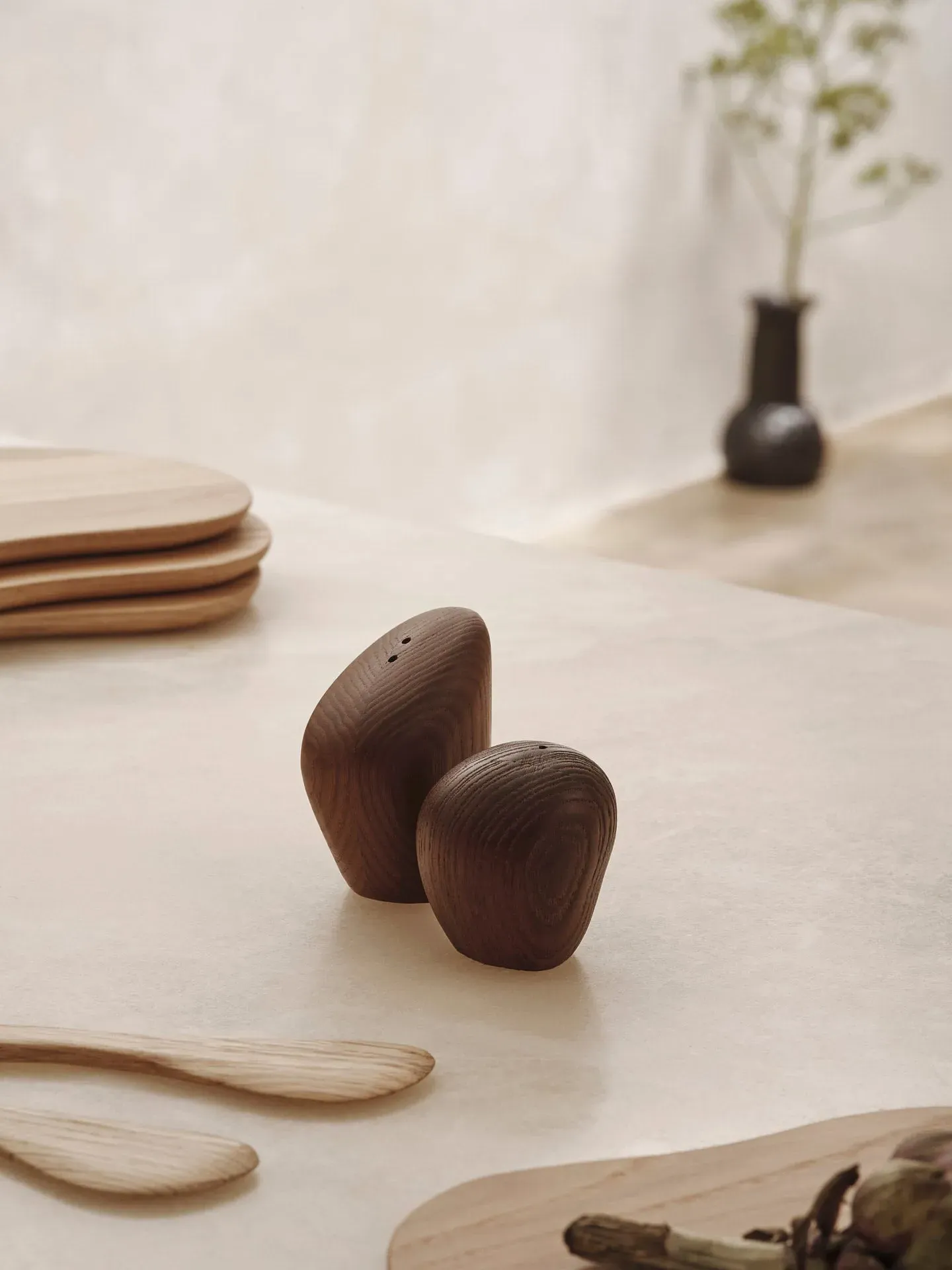 Cairn Salt and Pepper Shakers Set of 2 - Dark Brown, Wood