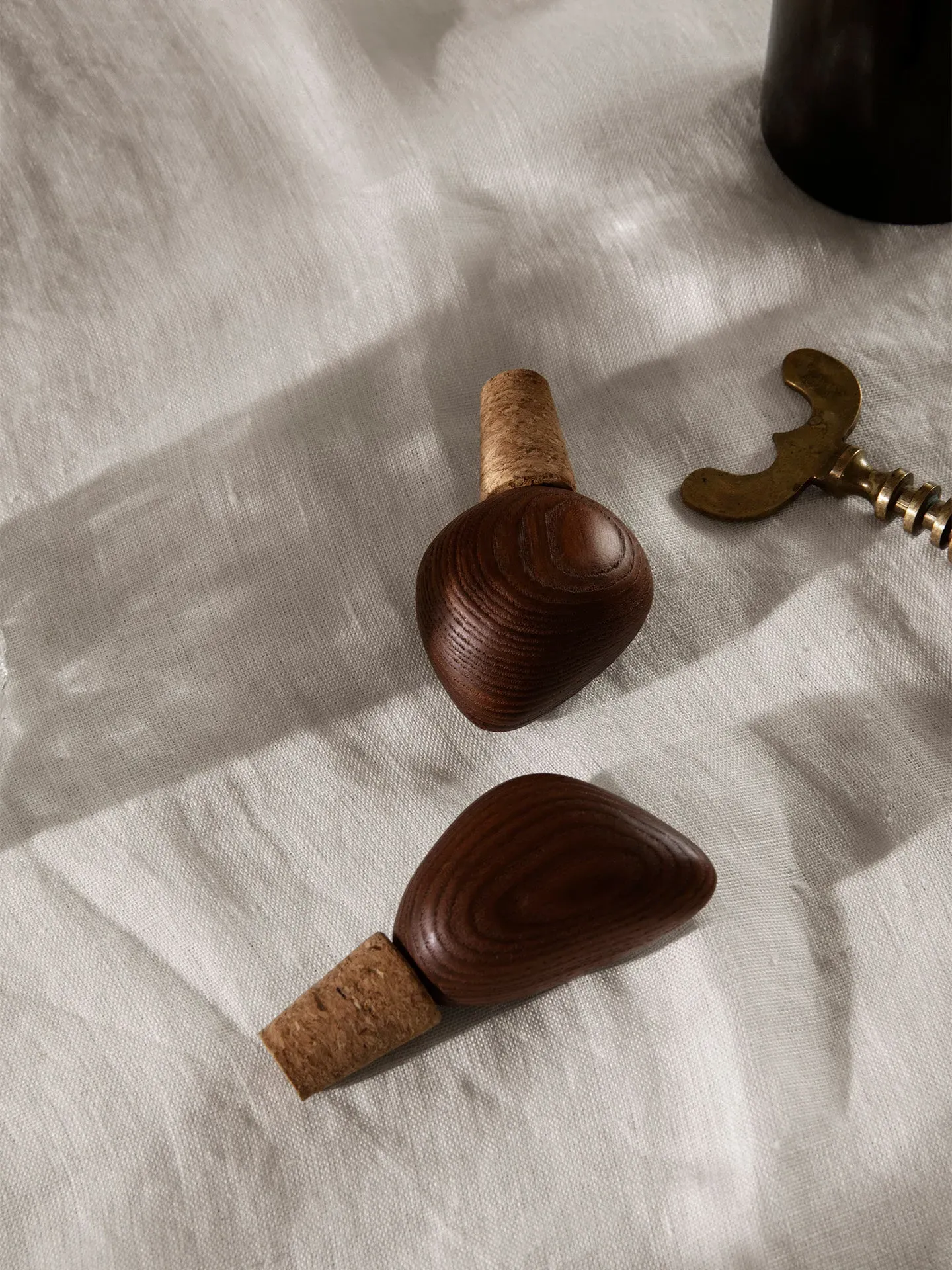 Cairn Wine Stoppers Set of 2 - Dark Brown, Ash