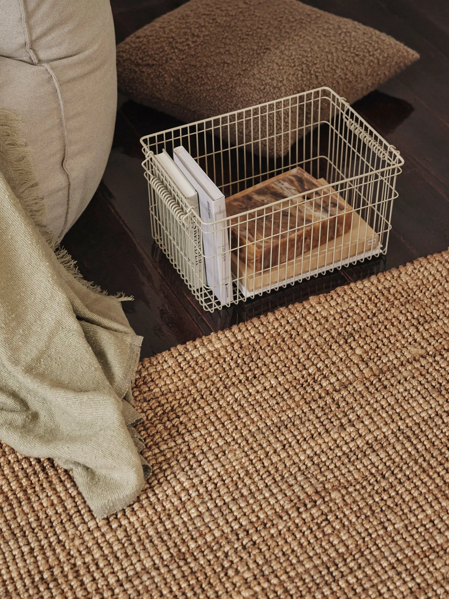 Cala Stackable Storage Baskets Set of 2 - Cashmere, Iron