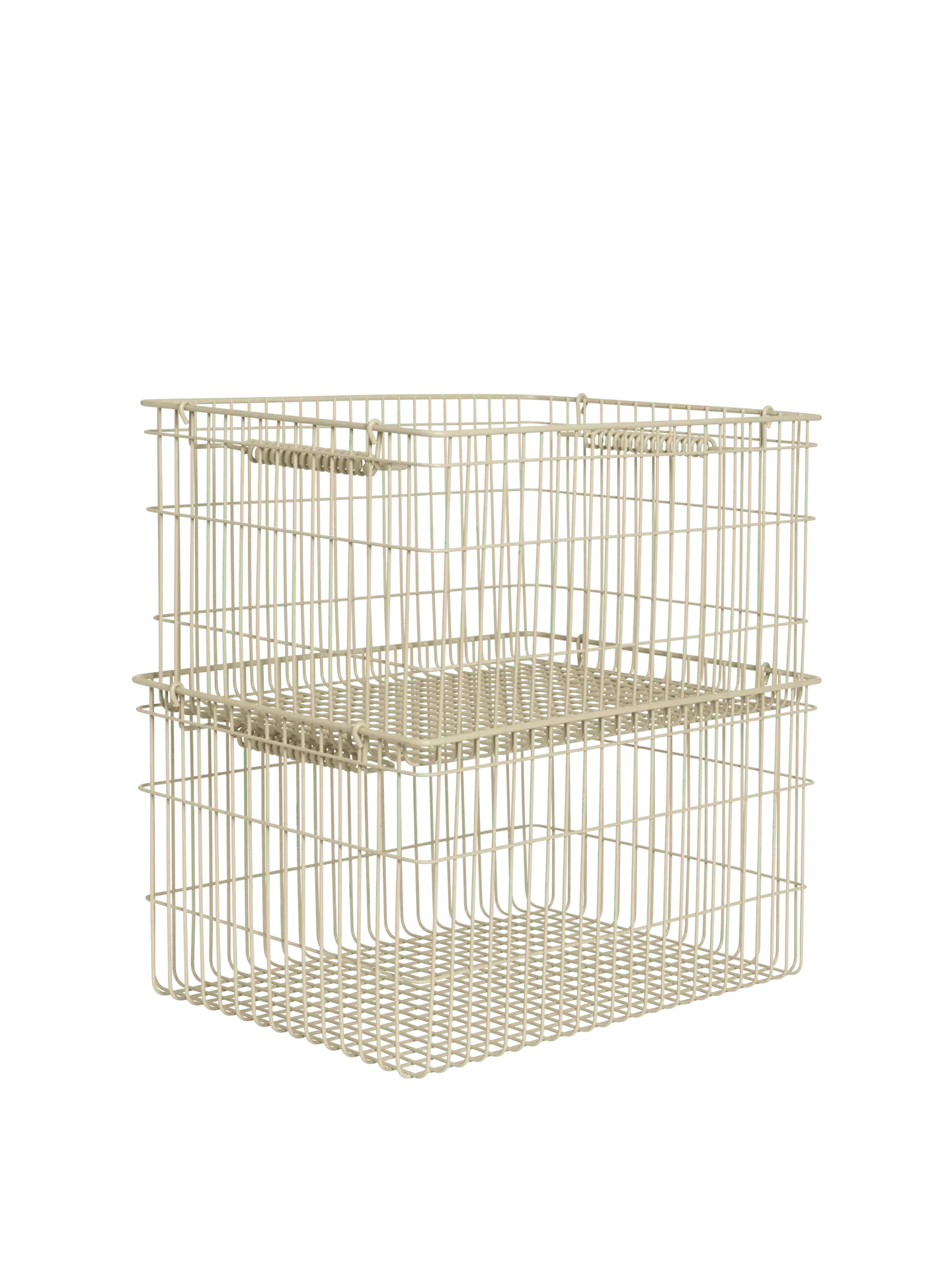 Cala Stackable Storage Baskets Set of 2 - Cashmere, Iron