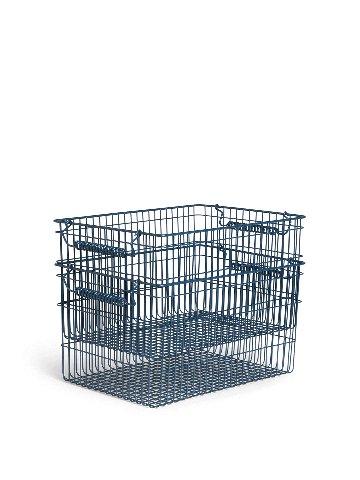 Cala Stackable Storage Baskets Set of 2 - Dark Blue, Iron