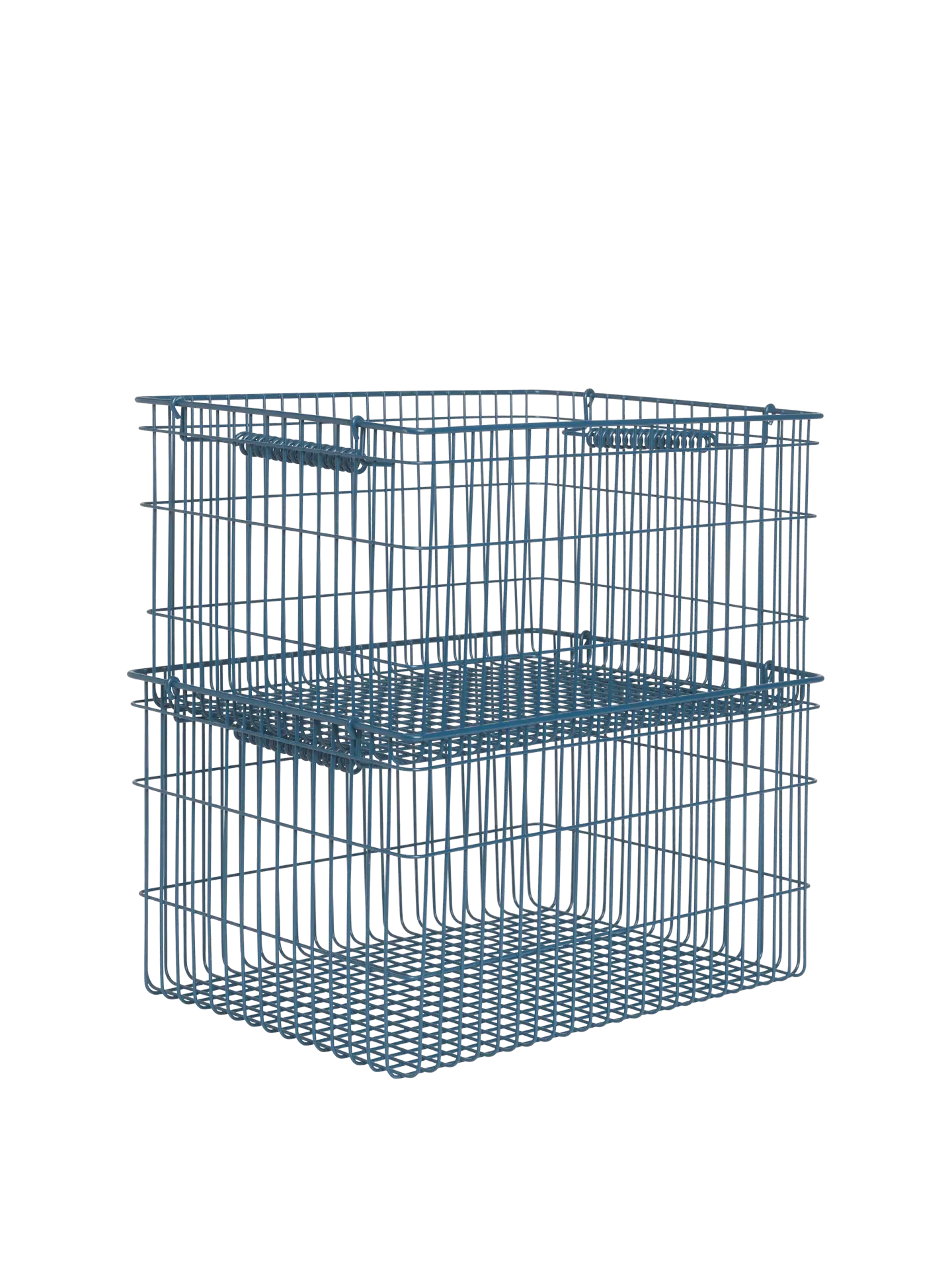 Cala Stackable Storage Baskets Set of 2 - Dark Blue, Iron image