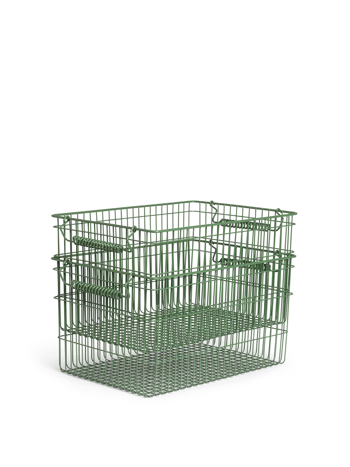 Cala Stackable Storage Baskets Set of 2 - Green, Iron