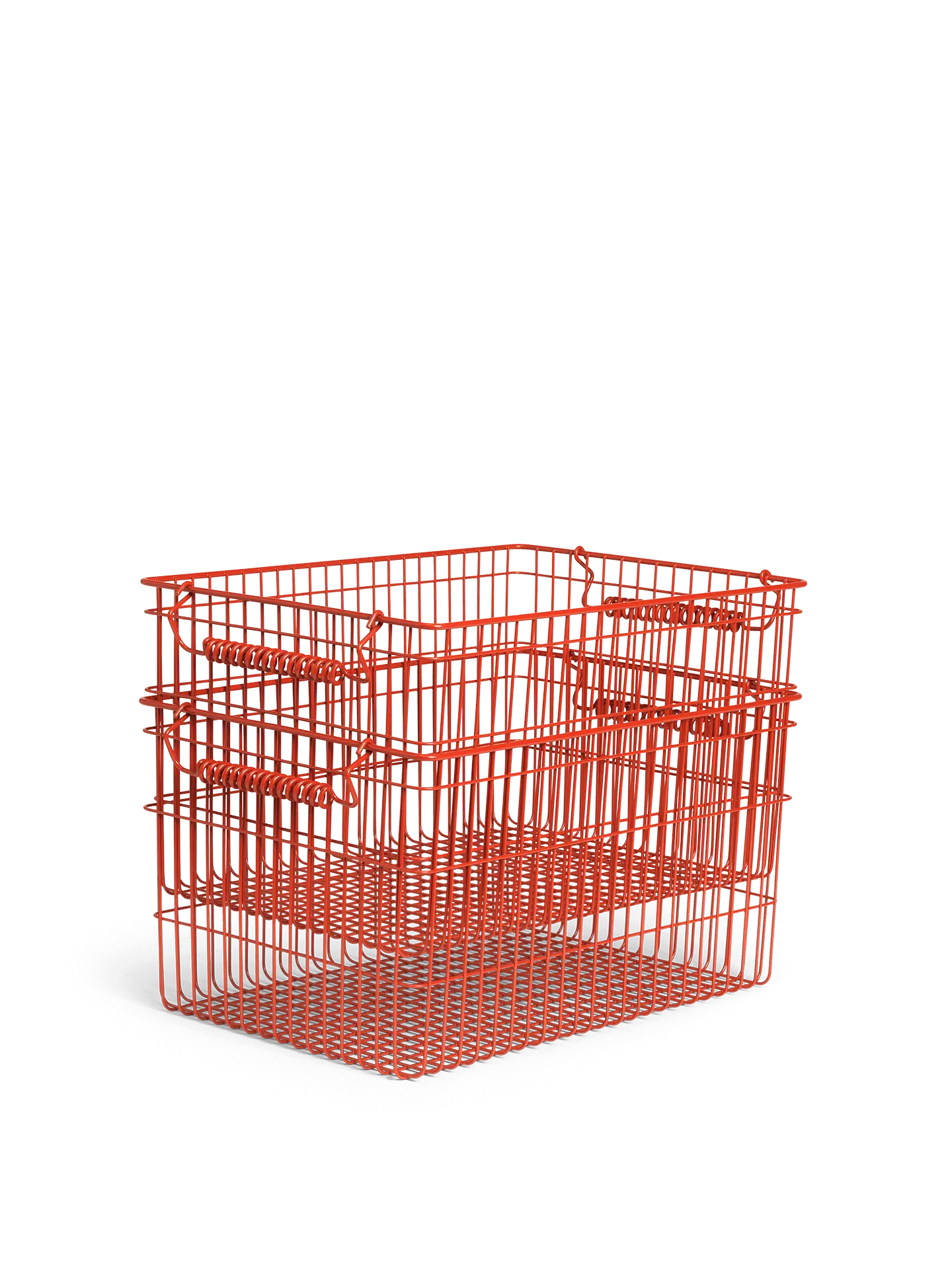 Cala Stackable Storage Baskets Set of 2 - Poppy Red, Iron