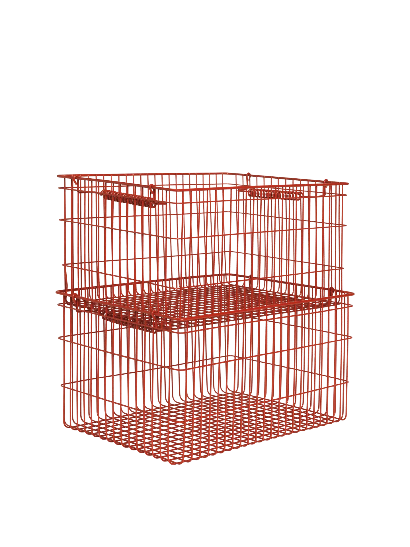 Cala Stackable Storage Baskets Set of 2 - Poppy Red, Iron