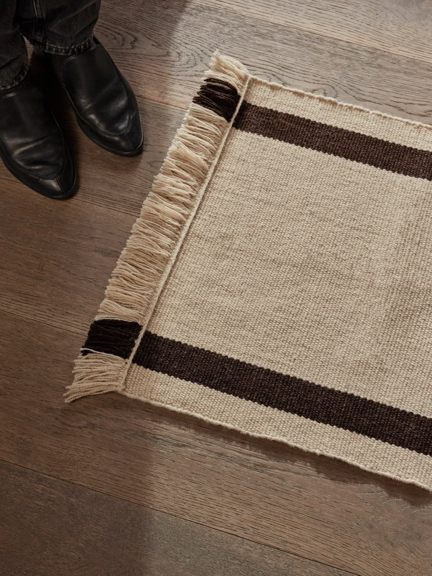 Calm Kelim Mat - Off-White/Coffee