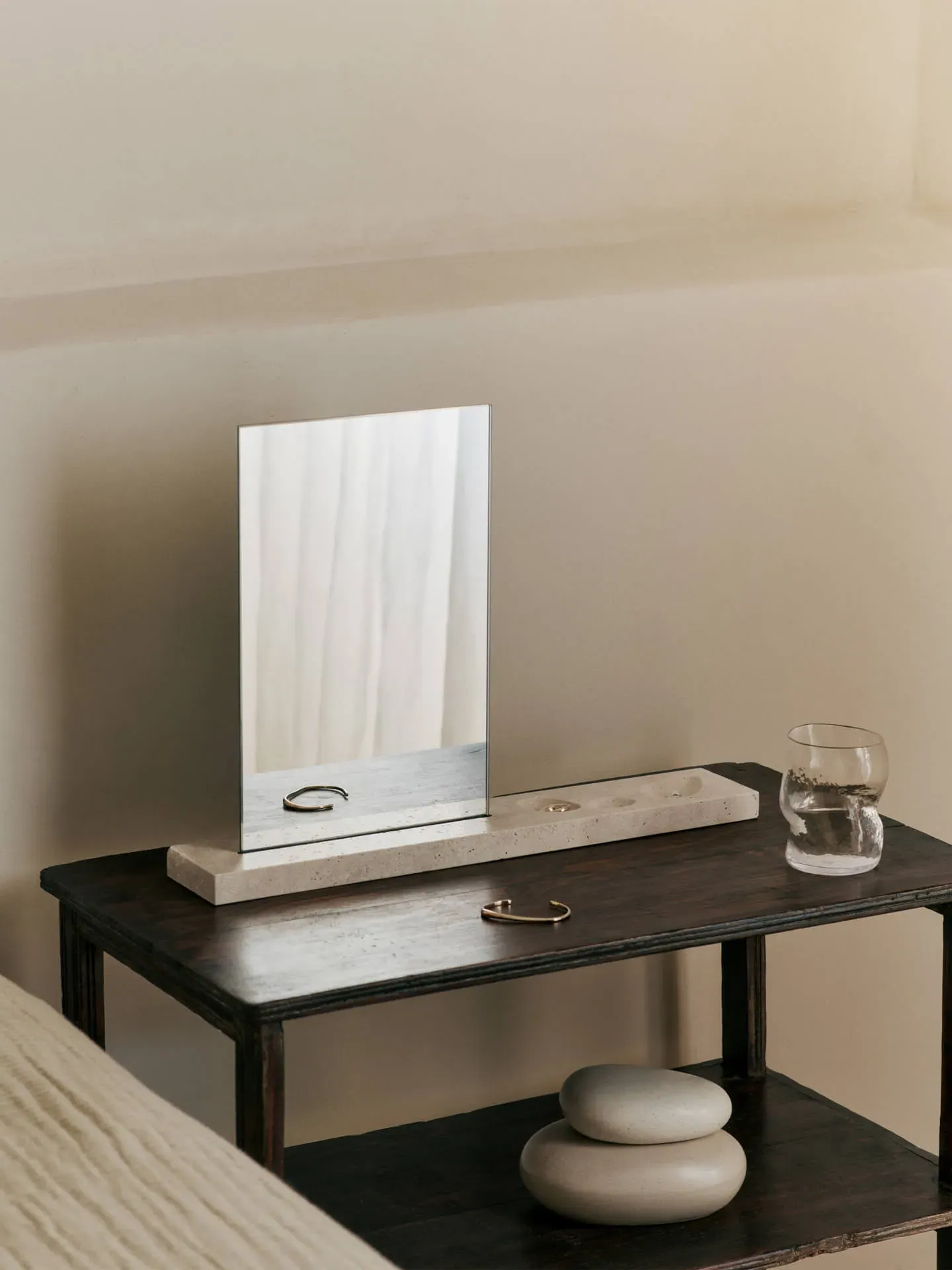 Caseta Table Mirror - Travertine