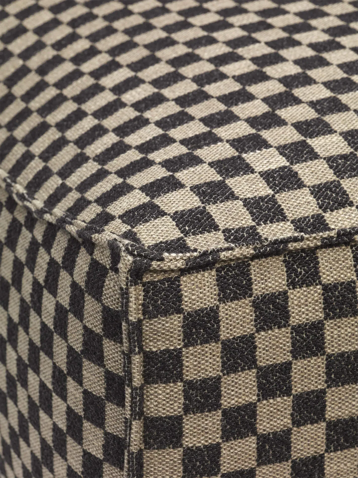 Catena Rectangular Pouf S501 - Sand/Black, Check Fabric