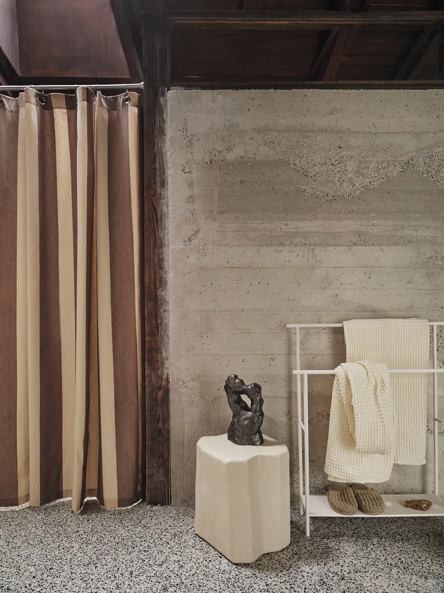 Chambray Shower Curtain - Carob Brown, Organic Cotton