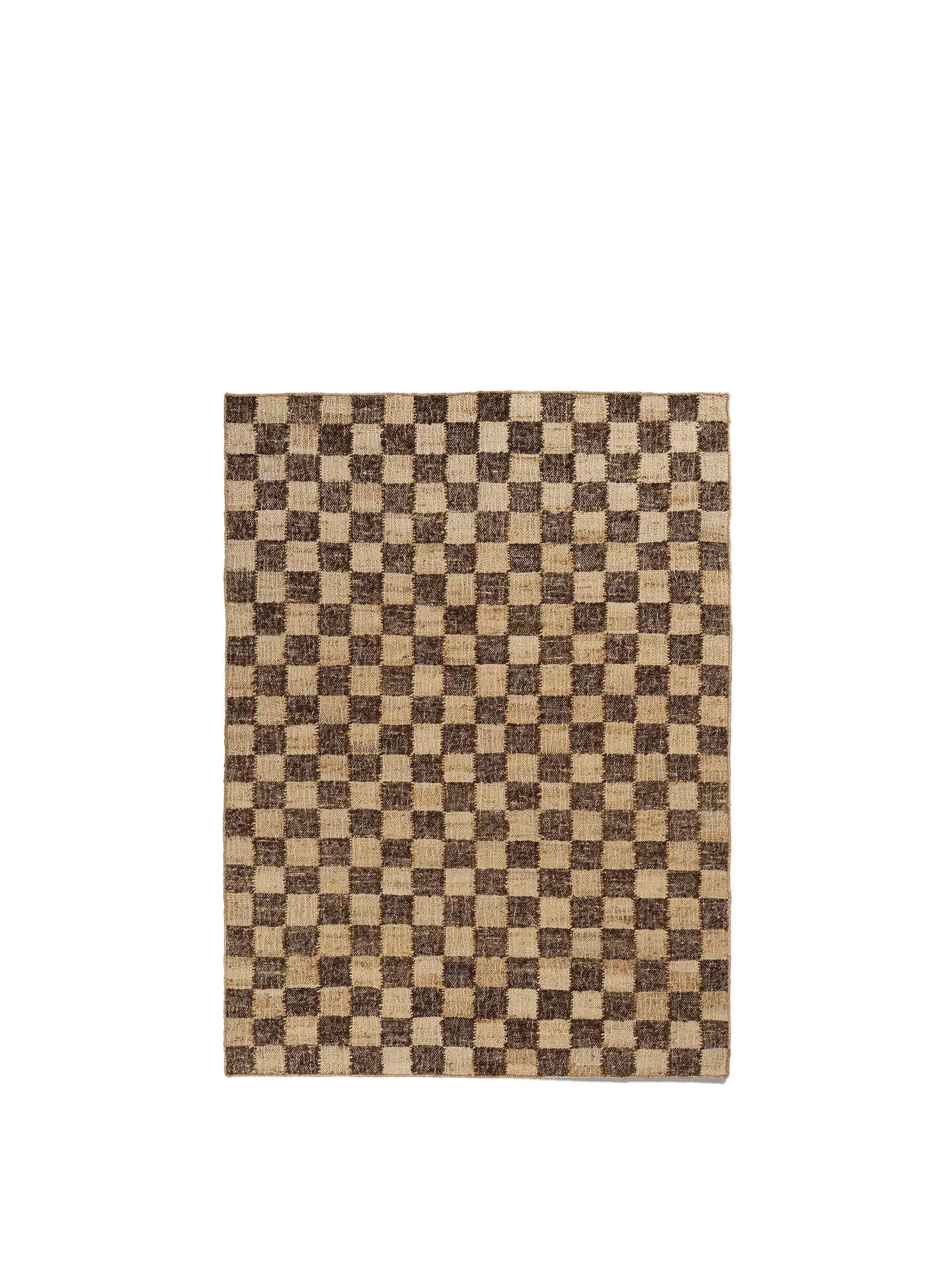 Check Wool Jute Rug - Coffee, Natural image