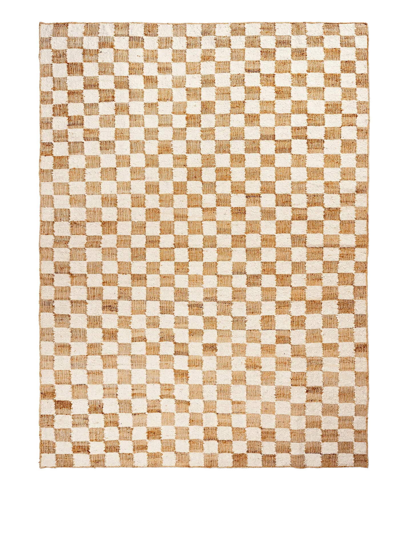 Check Wool Jute Rug - Off-White, Natural