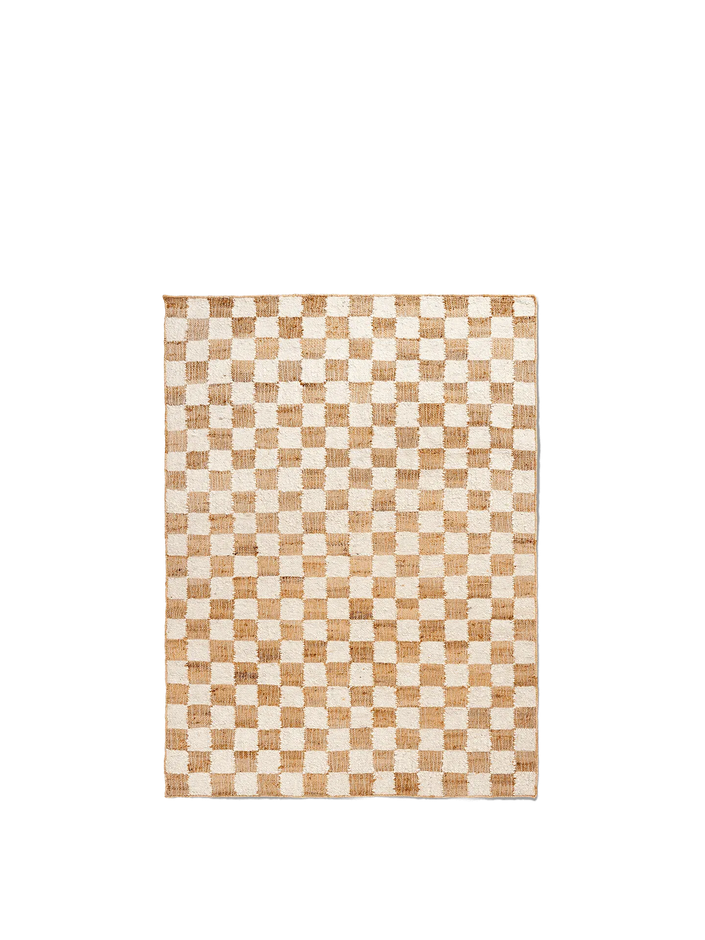 Check Wool Jute Rug - Off-White, Natural