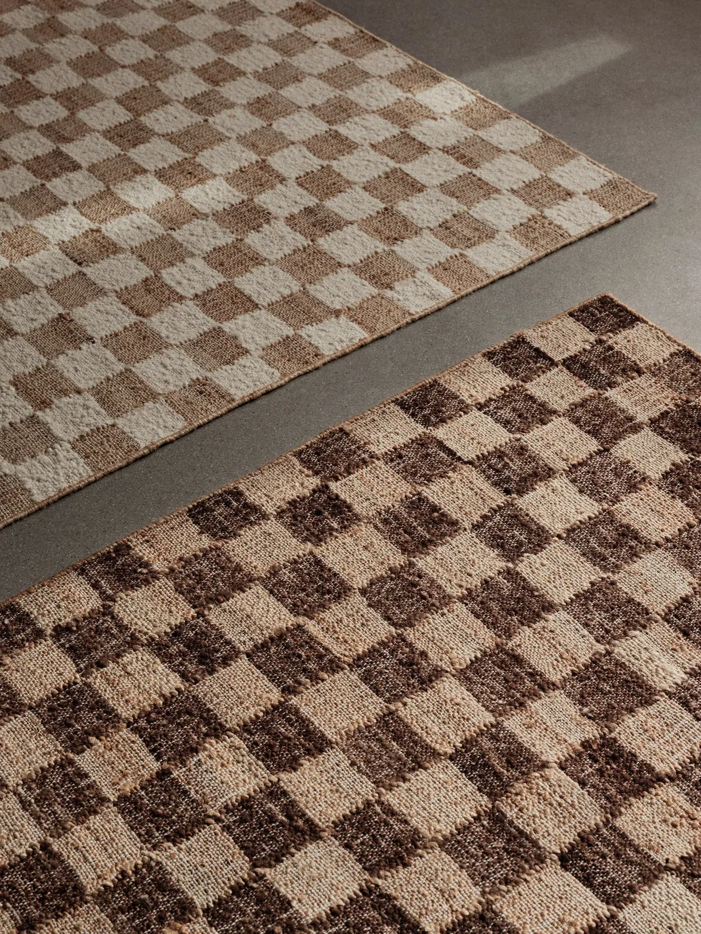 Check Wool Jute Runner - Coffee, Natural