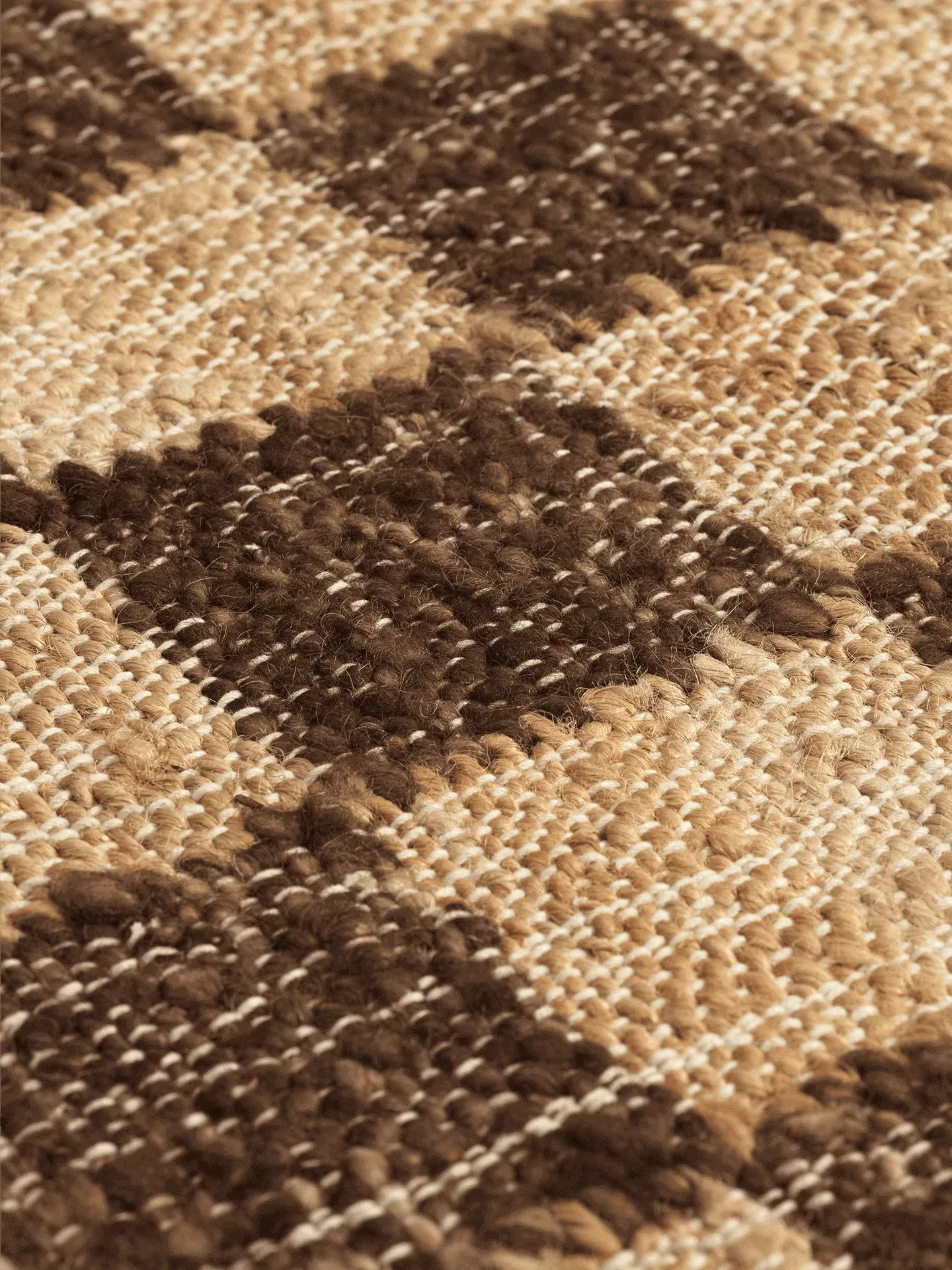 Check Wool Jute Runner - Coffee, Natural