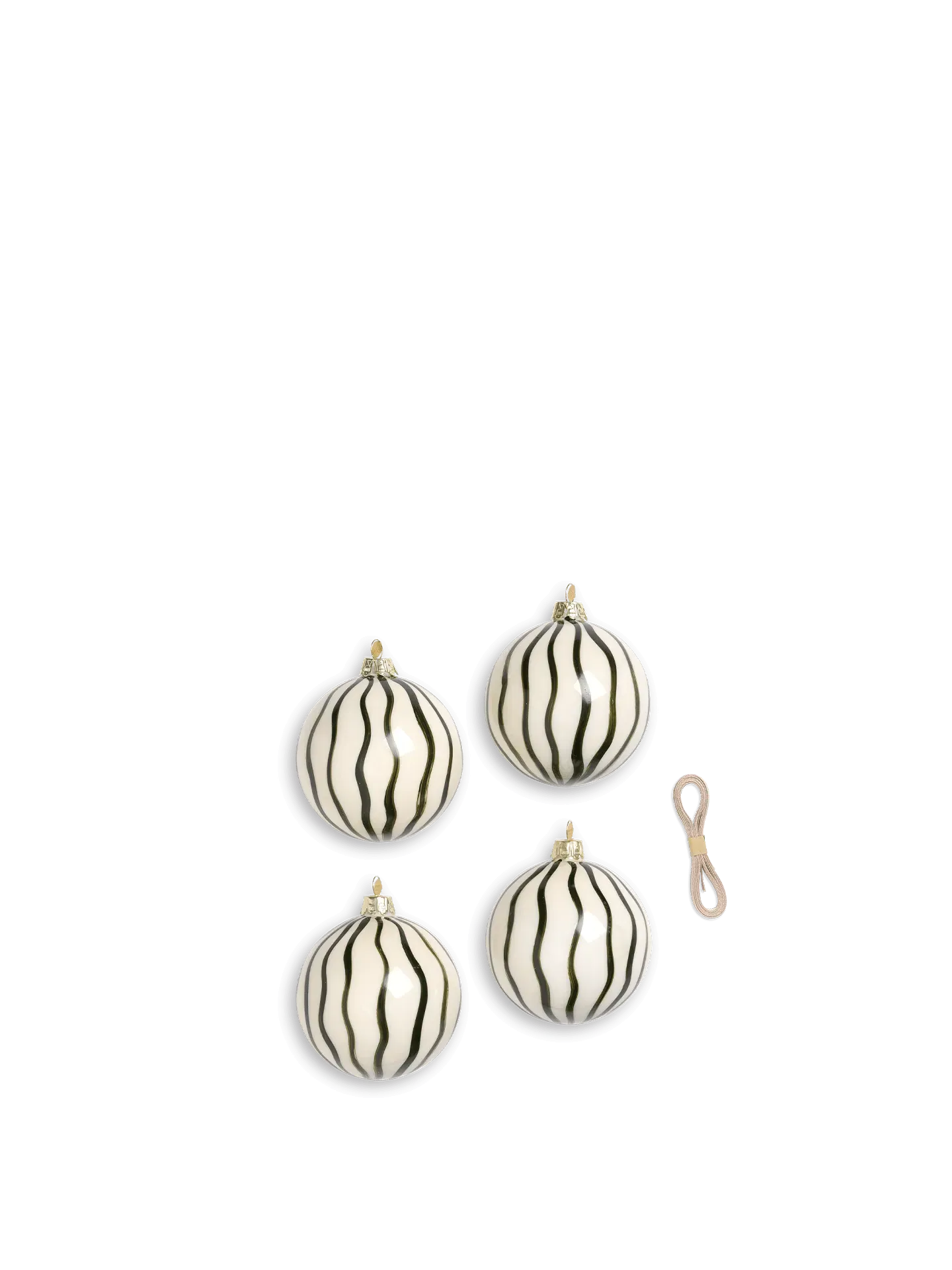 Christmas Glass Ornaments Lines Set of 4 - Green image