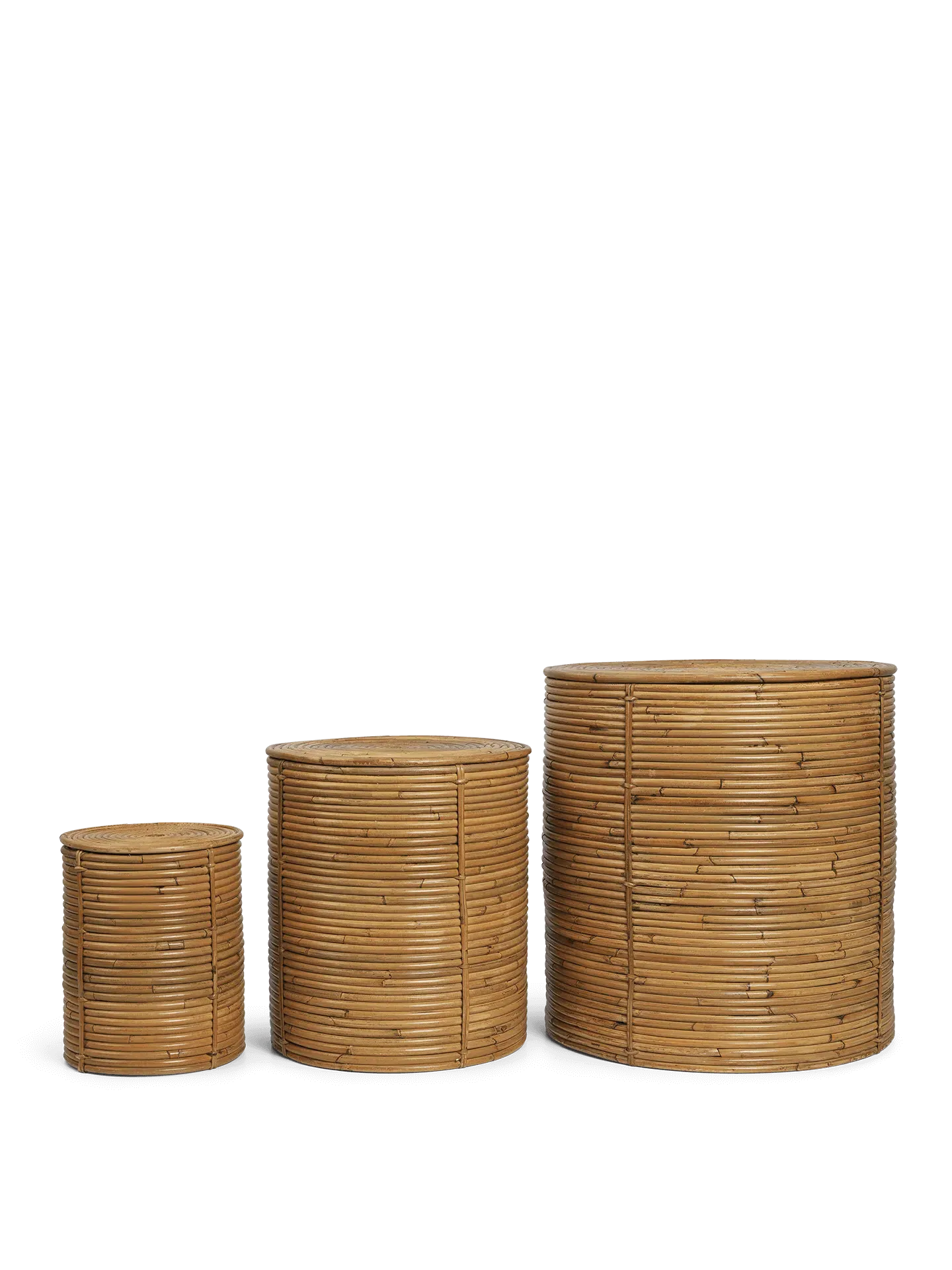 Column Storage Set of 3 with Lids - Natural, Rattan image