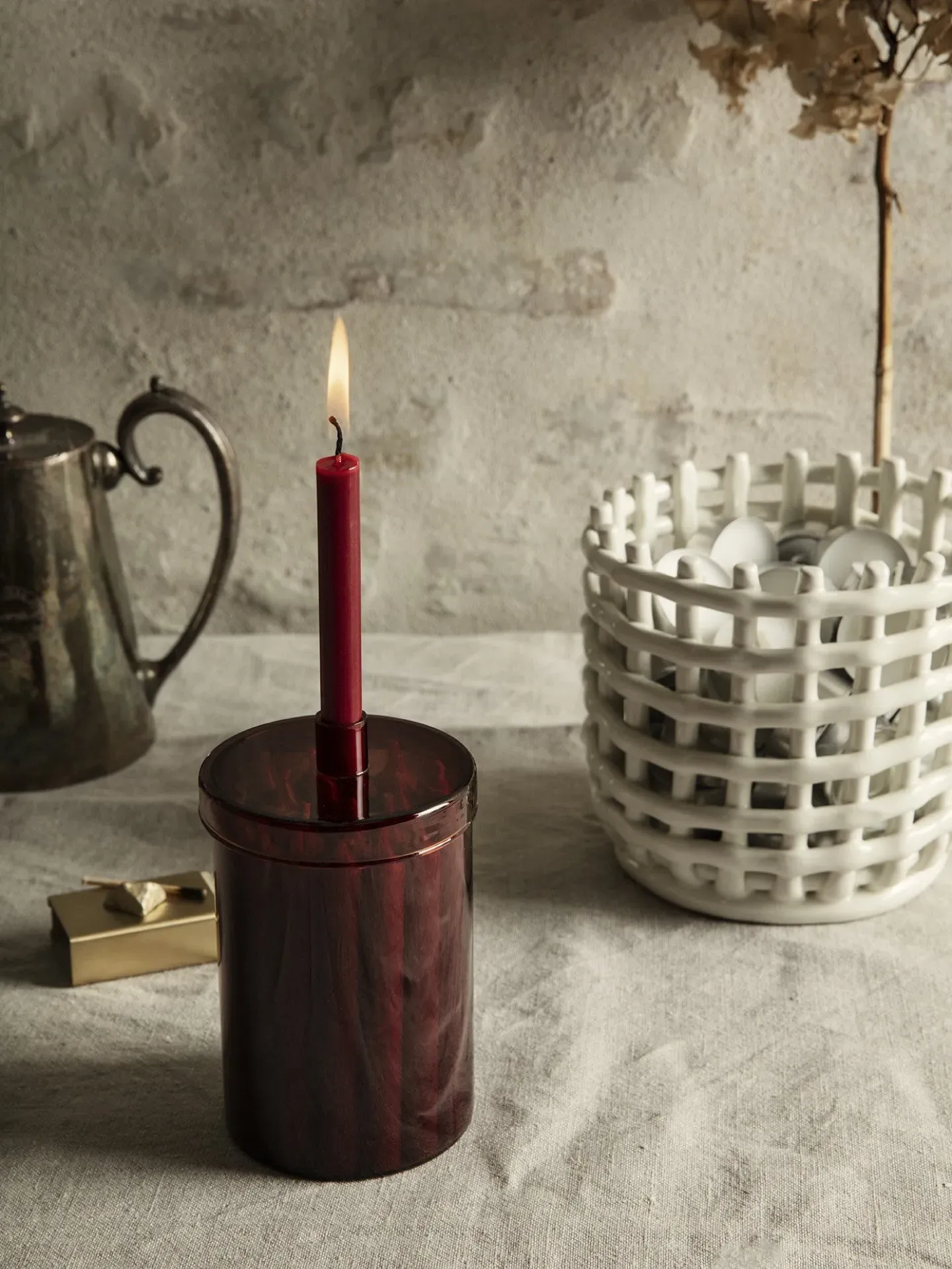 Countdown to Christmas Calendar Candle - Dark Red, Glass