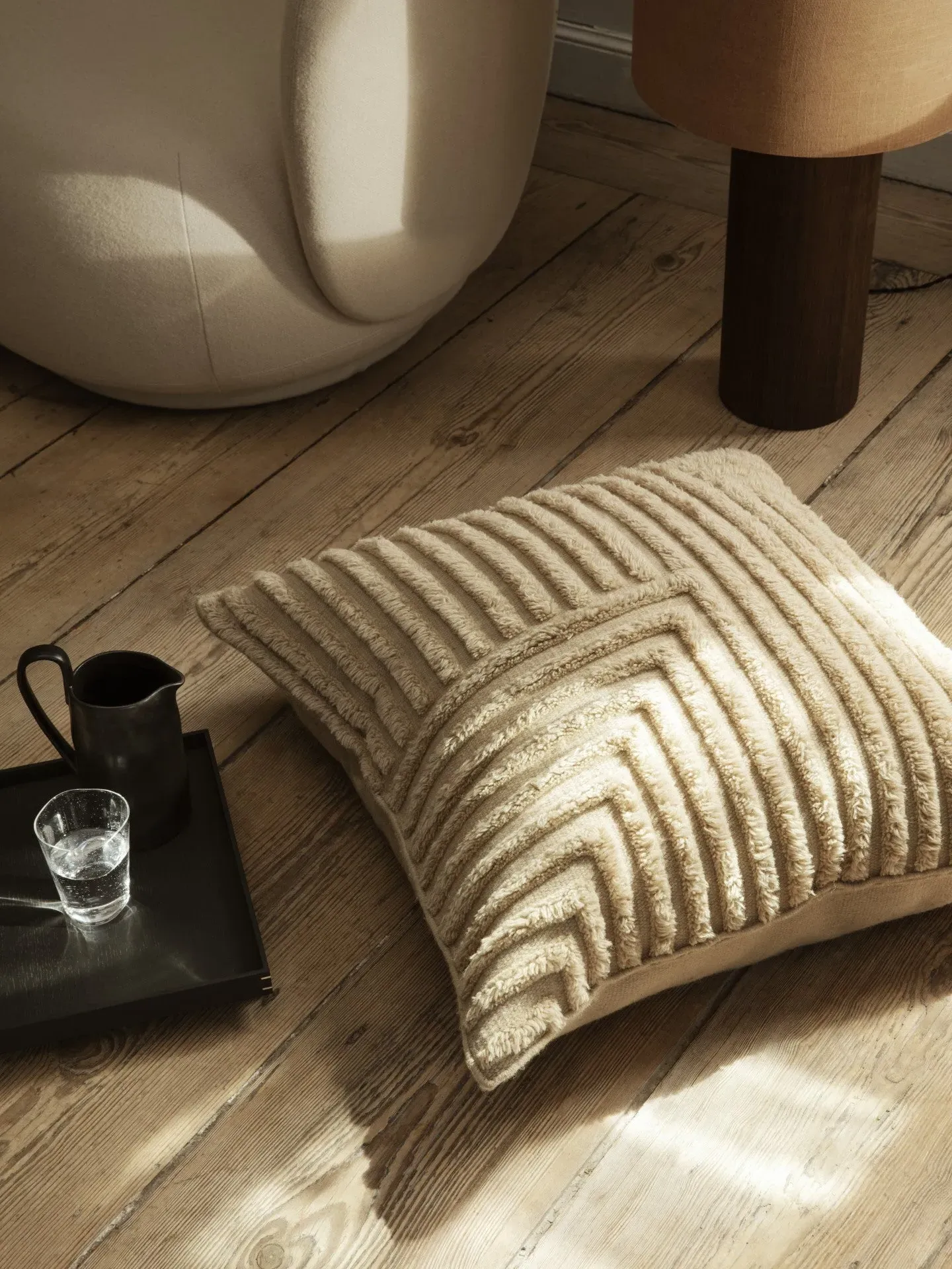 Crease Large Wool Cushion - Light Sand