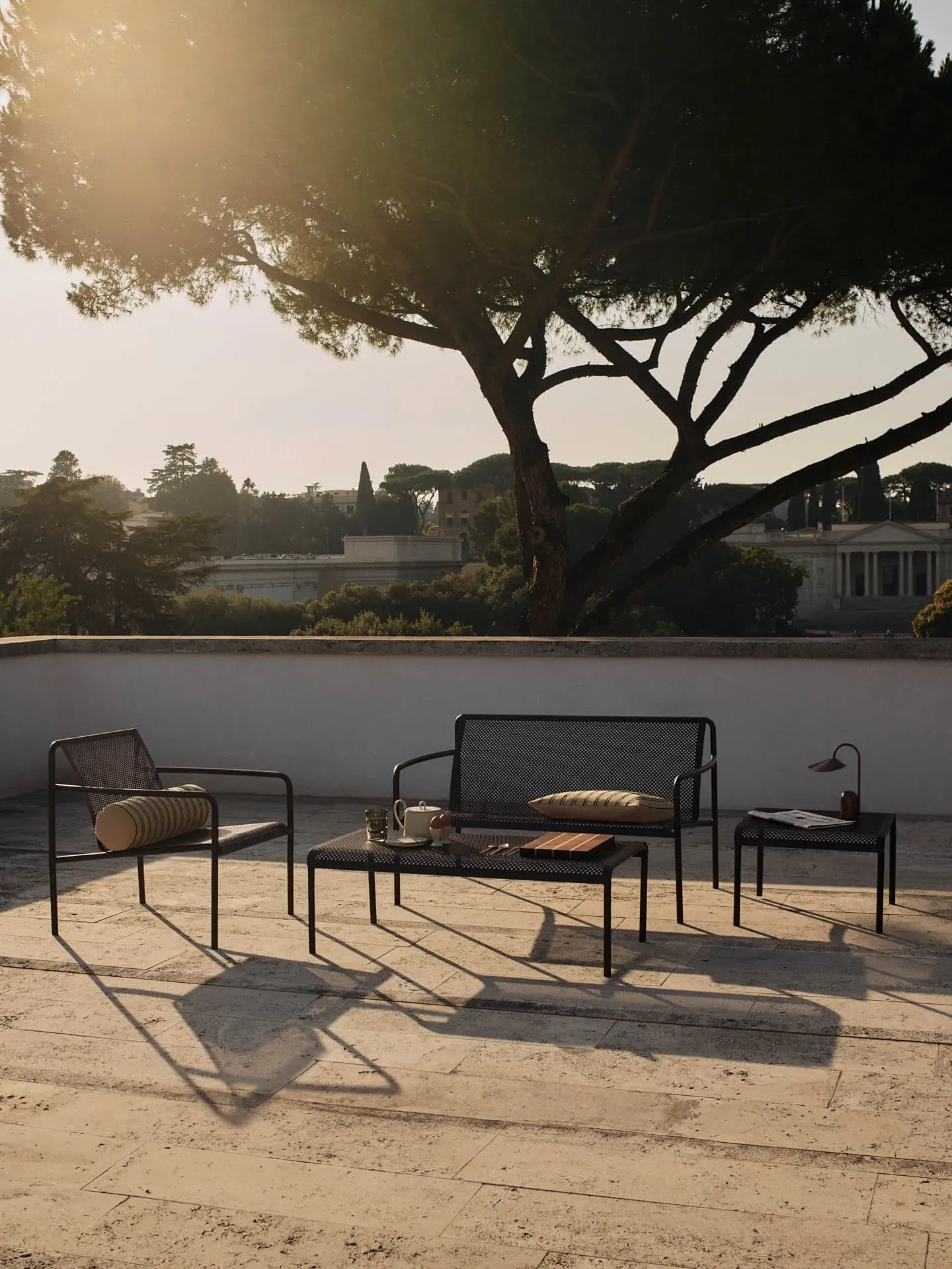 Dapple Lounge Chair with Arms - Dark Chocolate, Steel