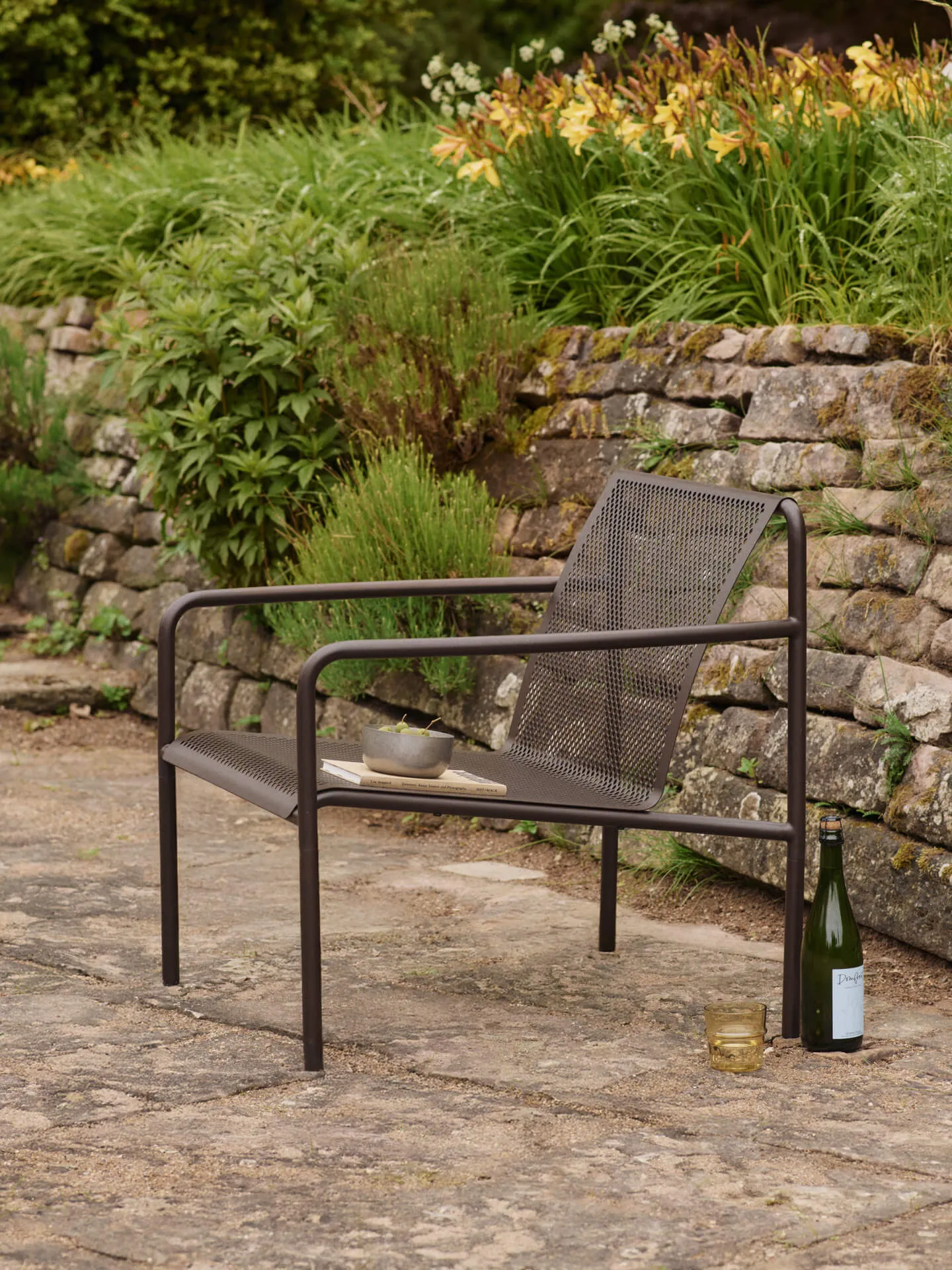 Dapple Lounge Chair with Arms - Dark Chocolate, Steel