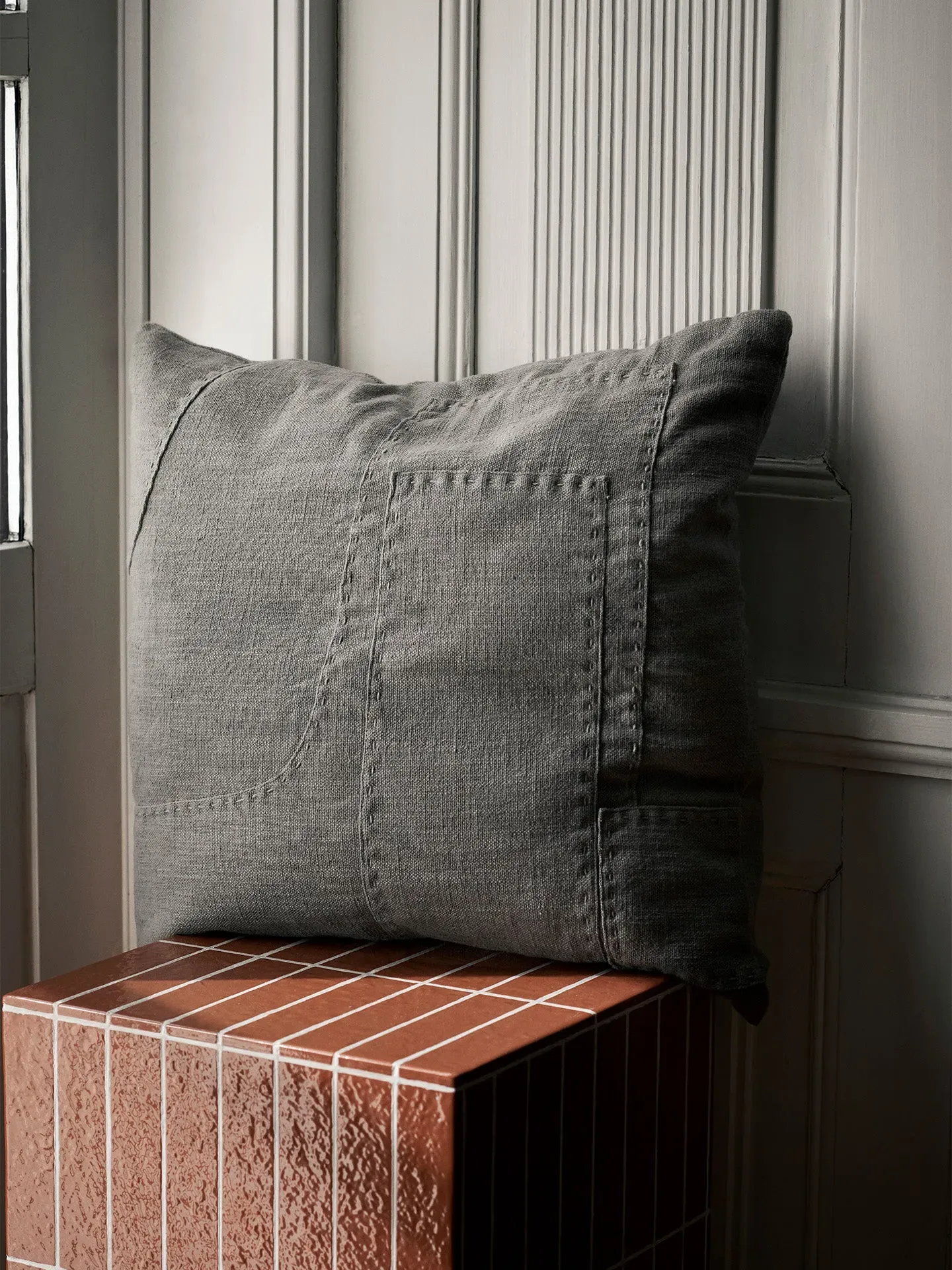 Darn Cushion - Blue Grey