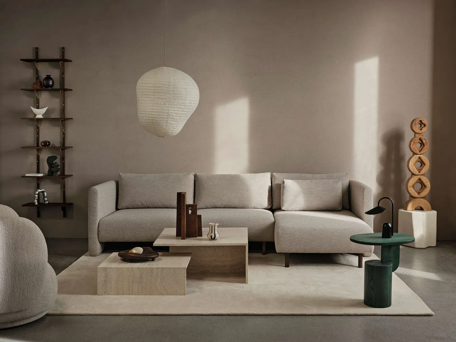 Dase Chaise Longue Left - Natural, Bouclé