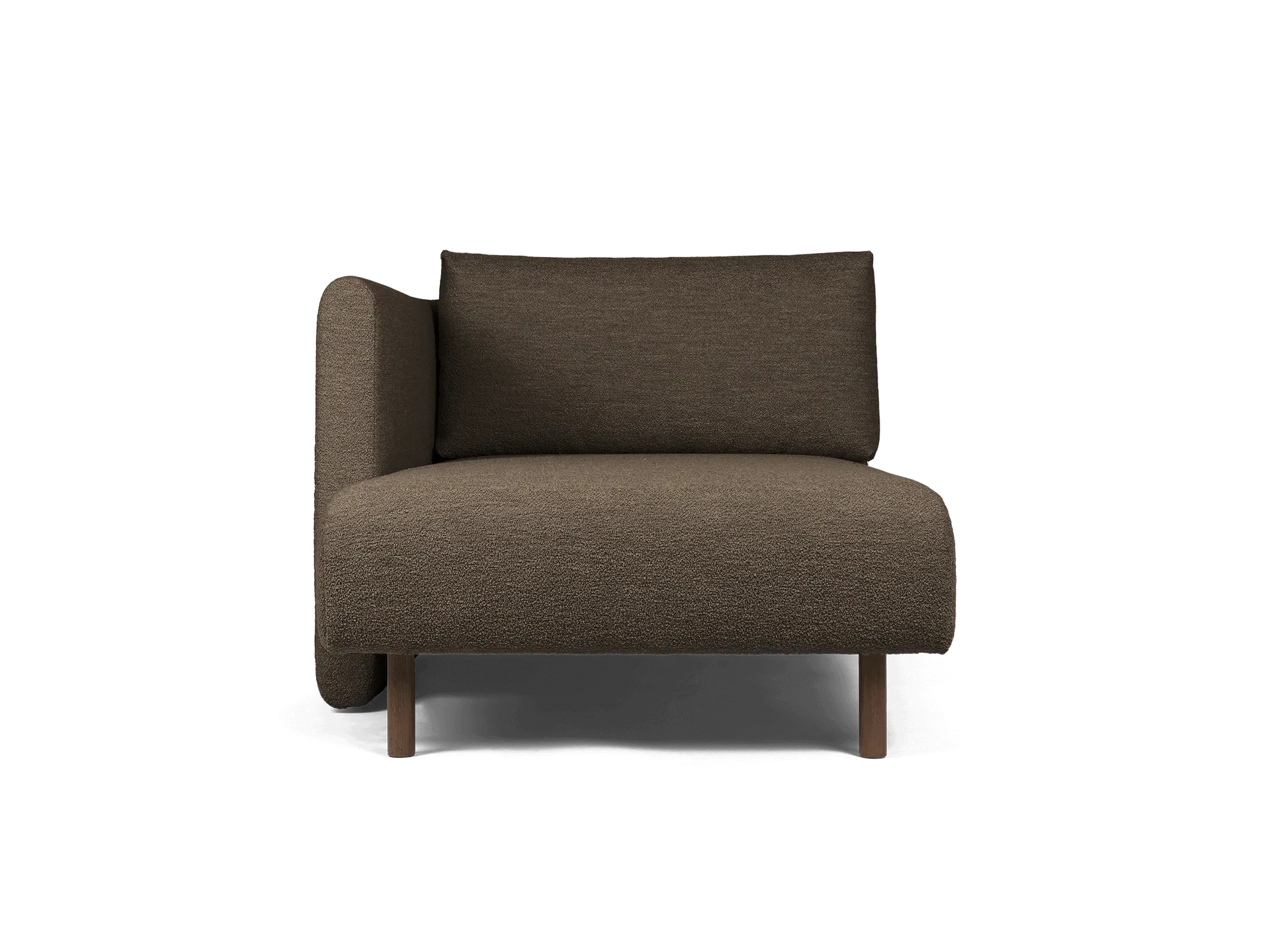 Dase Chaise Longue Right - Dark Brown, Bouclé