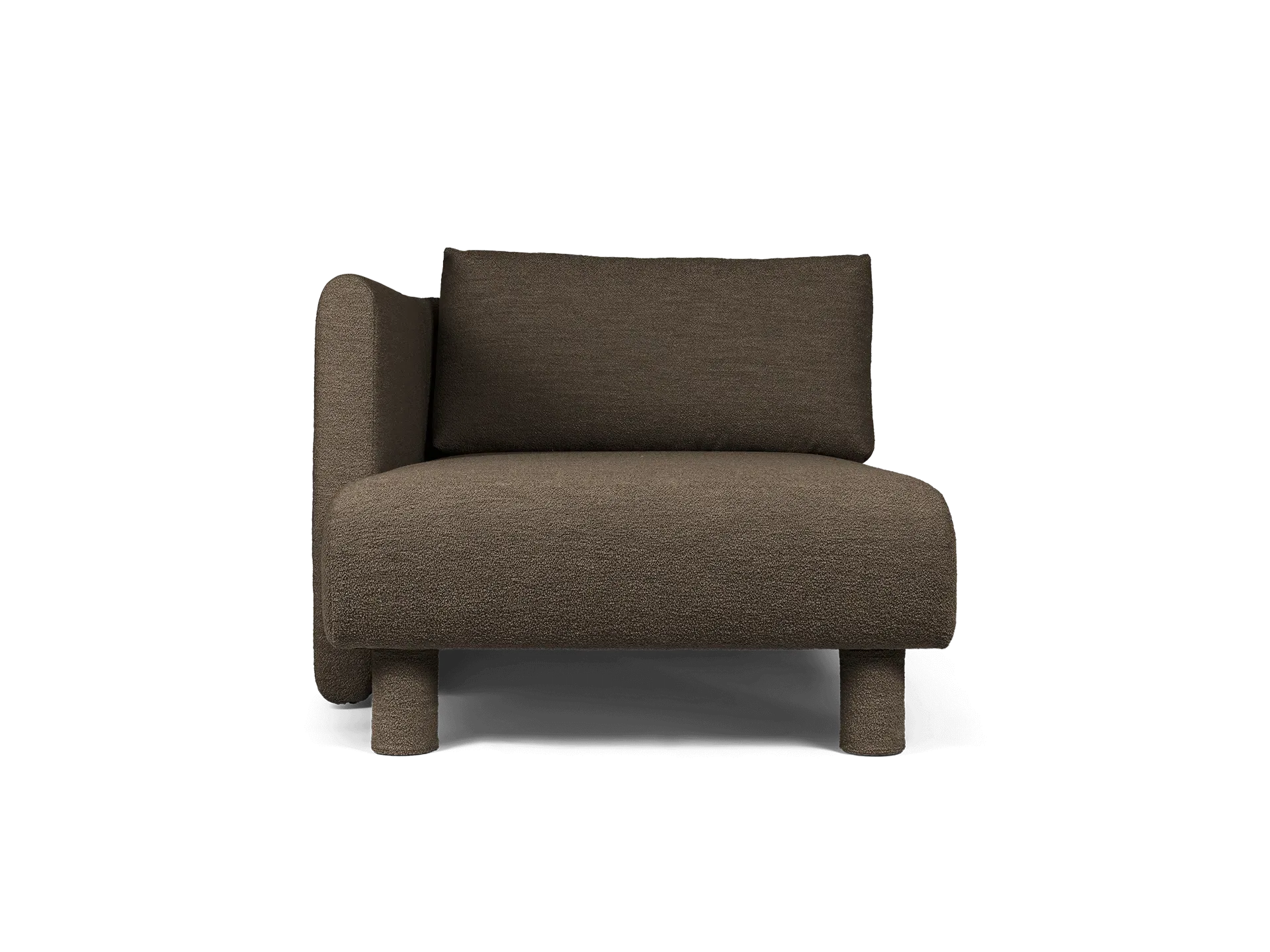 Dase Chaise Longue Right - Dark Brown, Bouclé