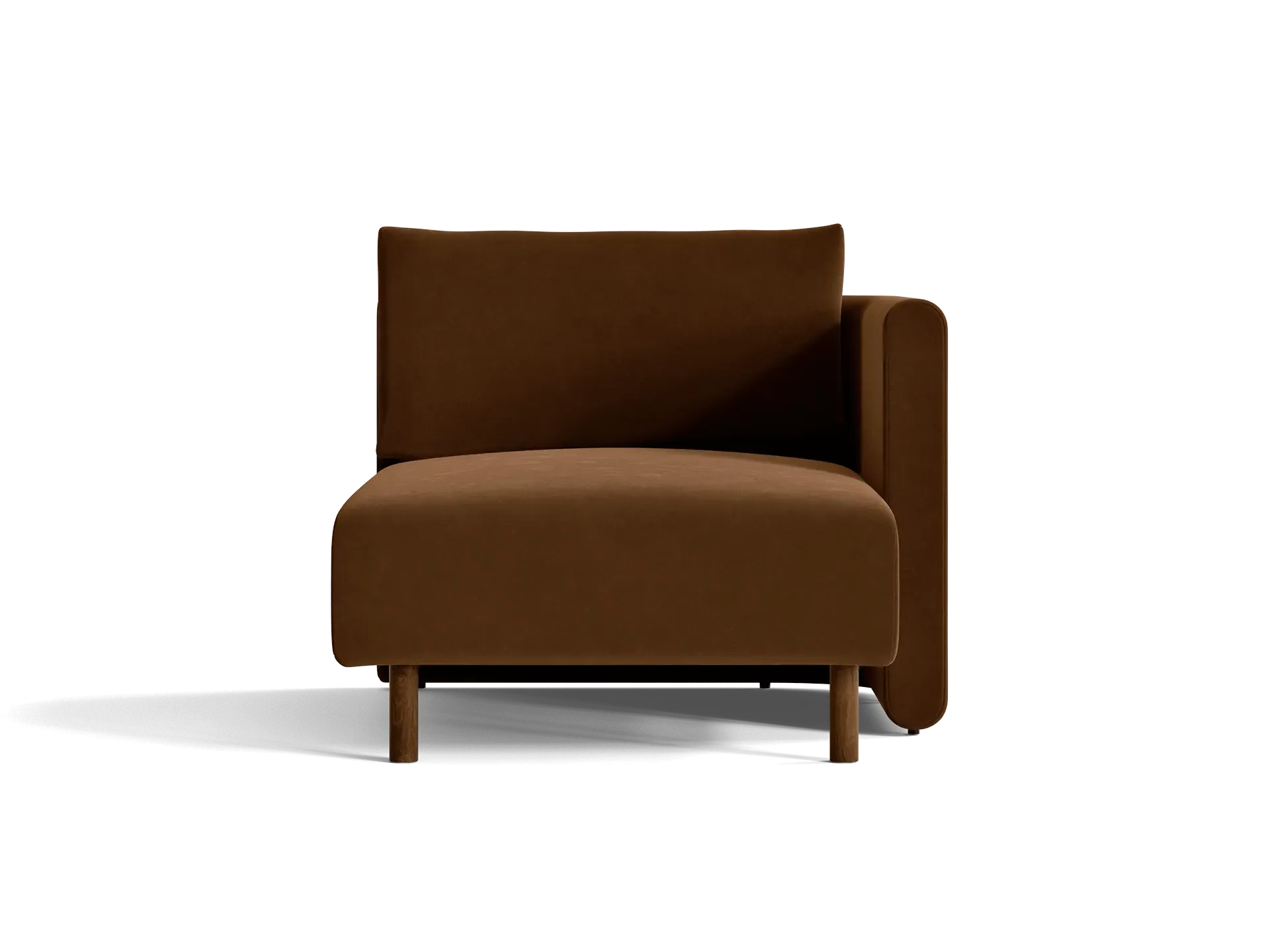 Dase Left Chaise Longue Sofa - Brown, Velvet