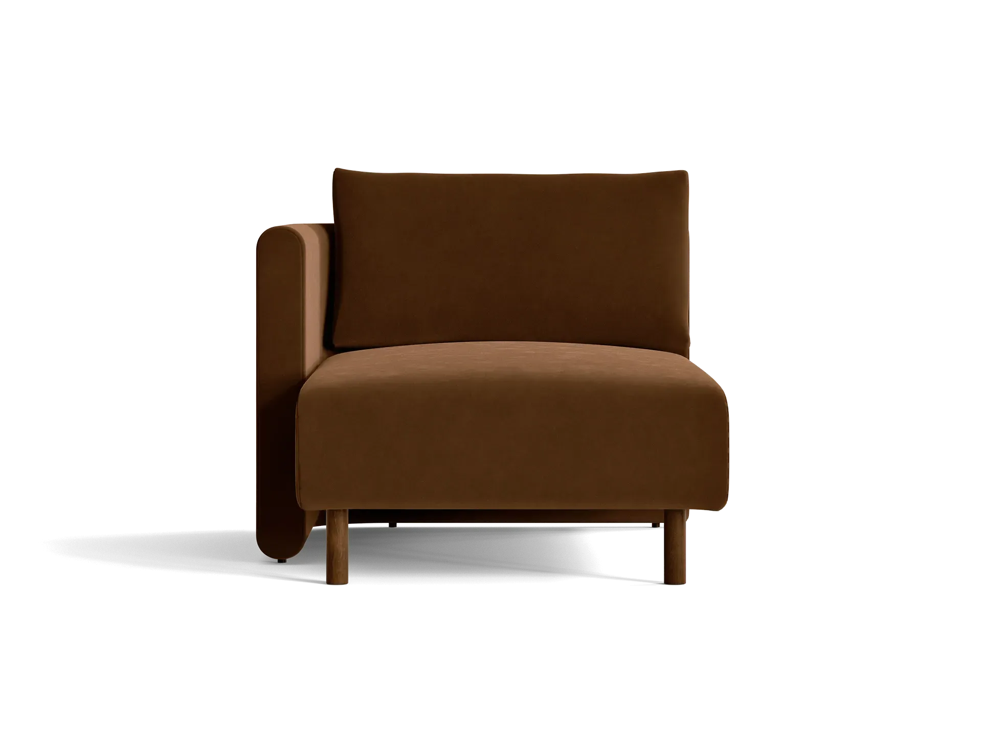 Dase Right Chaise Longue Sofa - Brown, Velvet
