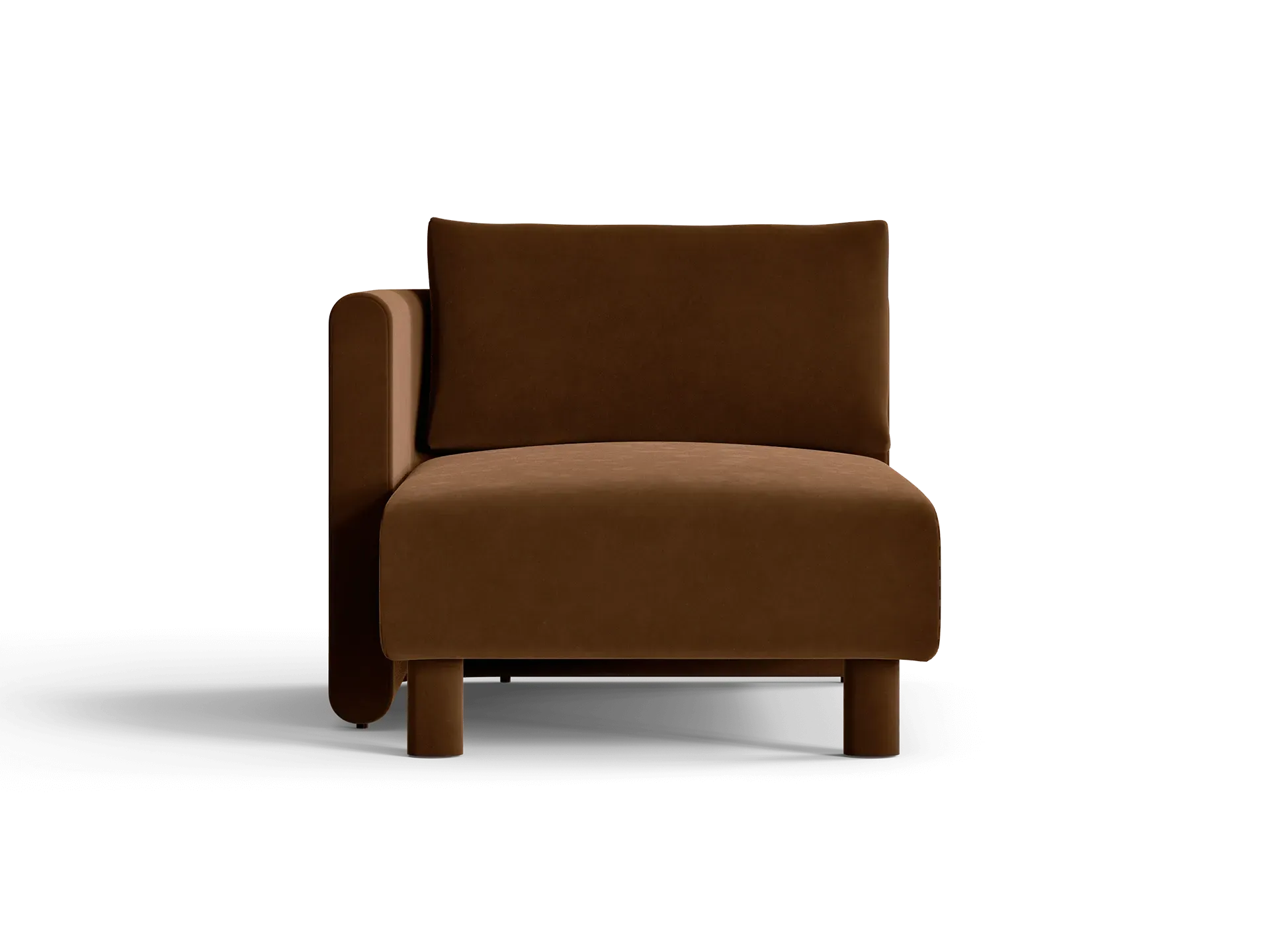 Dase Right Chaise Longue Sofa - Brown, Velvet