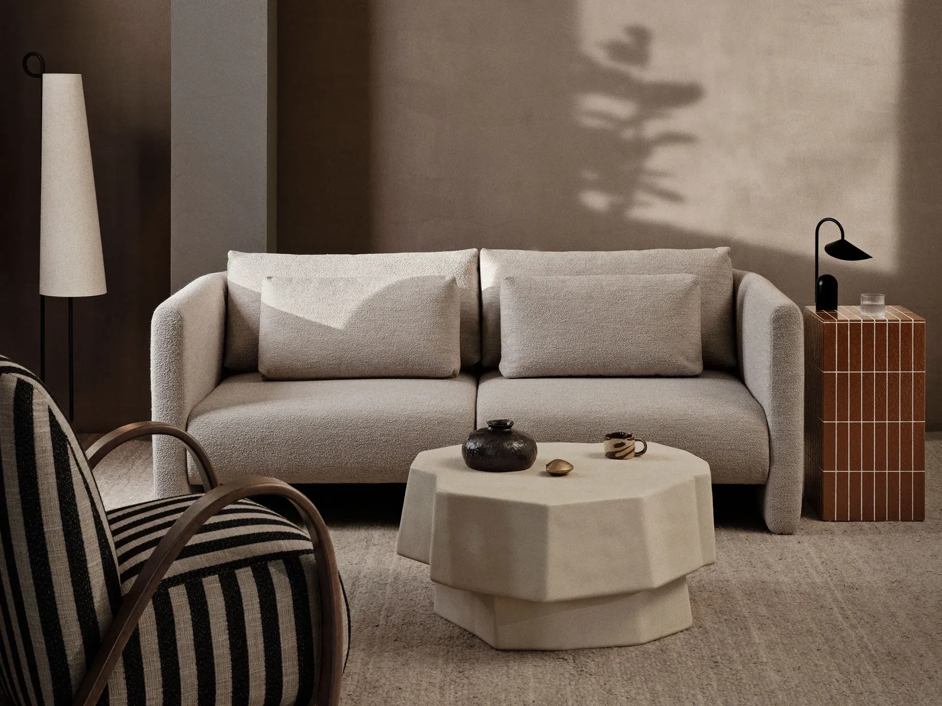 Dase Sofa Armrest Right - Natural, Bouclé