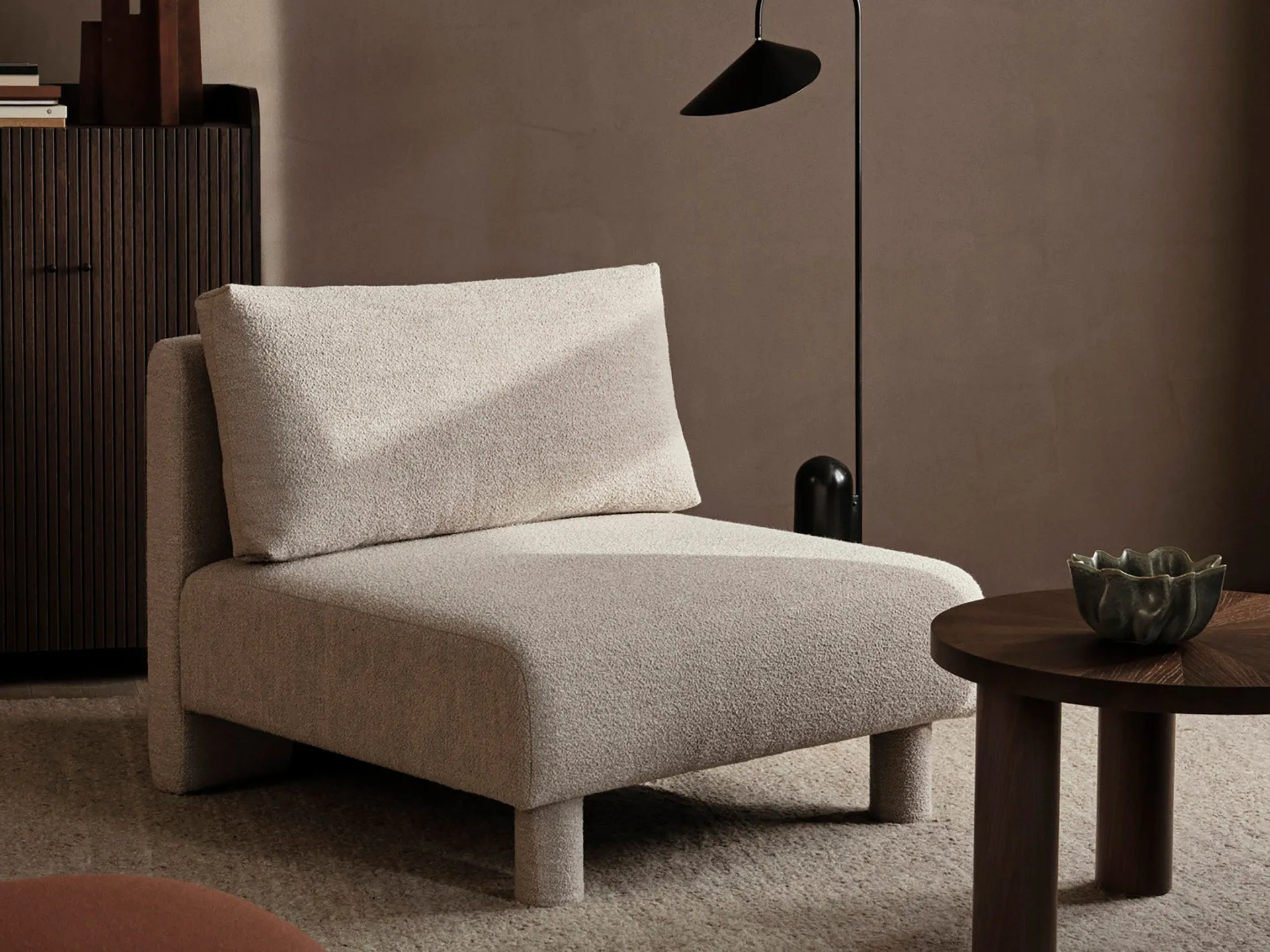 Dase Sofa Center - Natural, Soft Bouclé