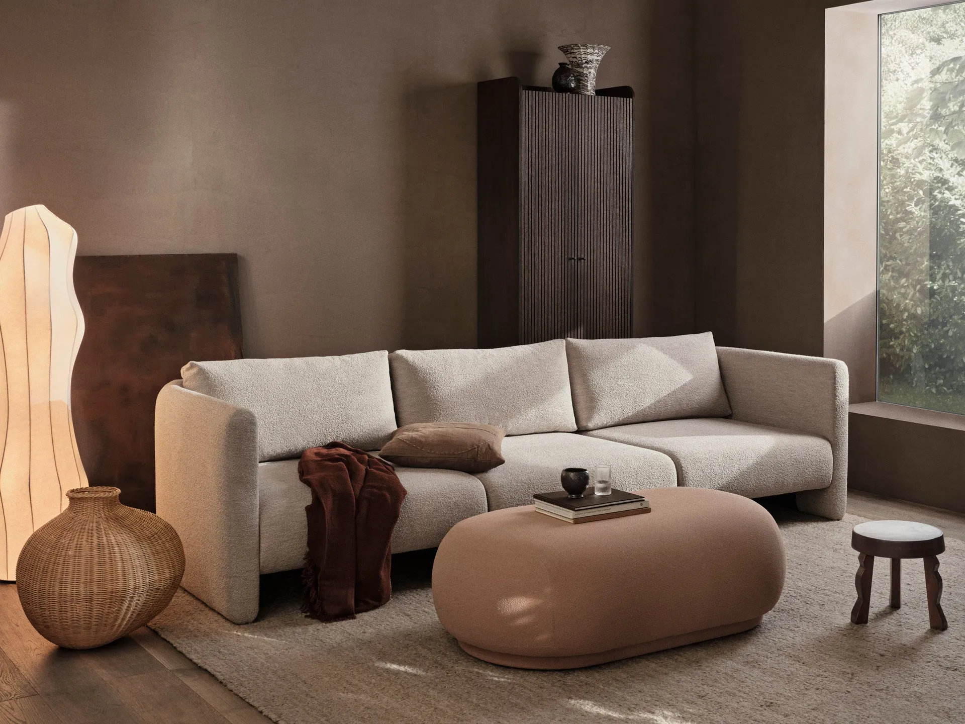 Dase Sofa Center - Natural, Soft Bouclé