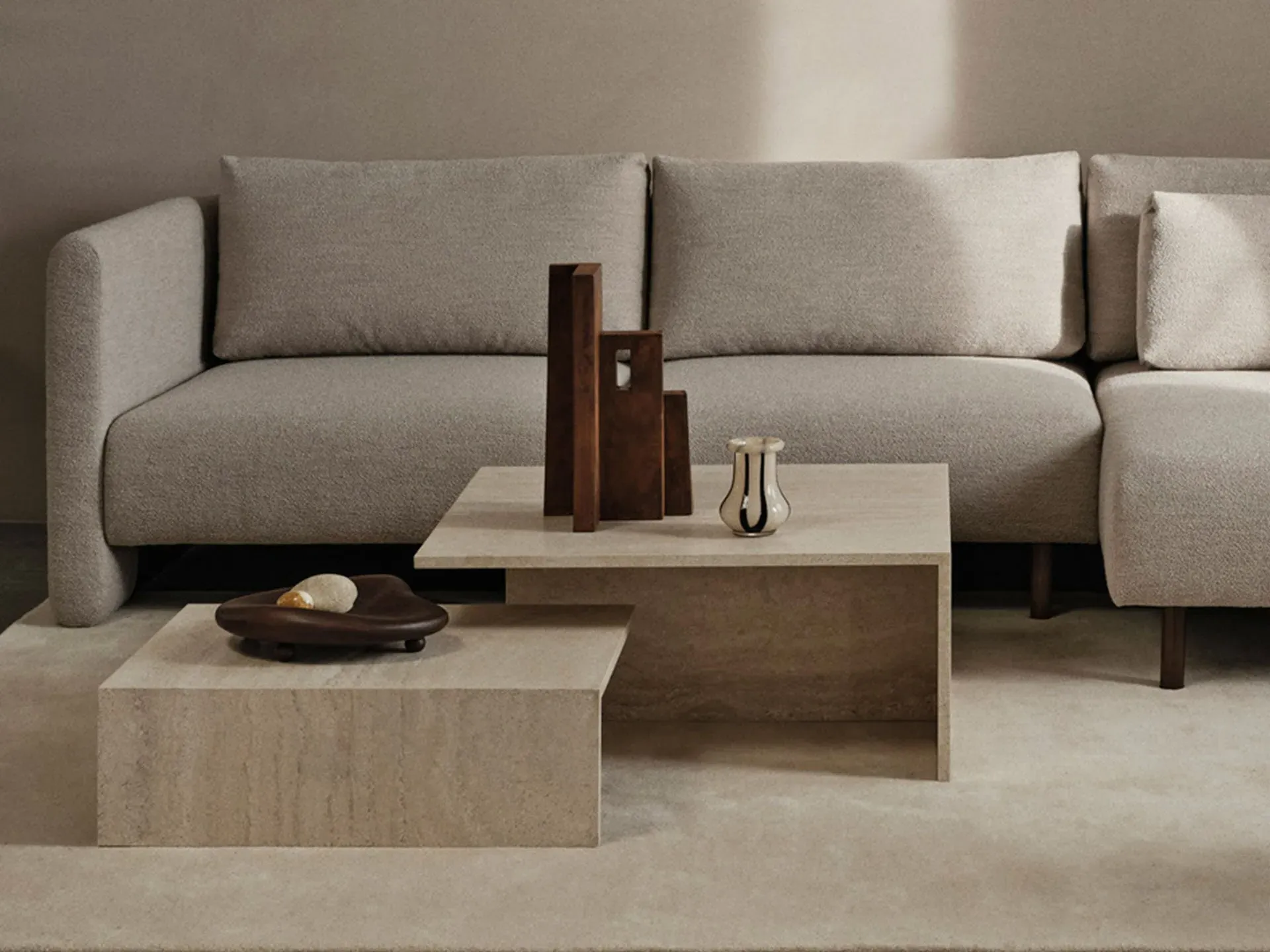 Distinct Grande Duo Tables - Travertine