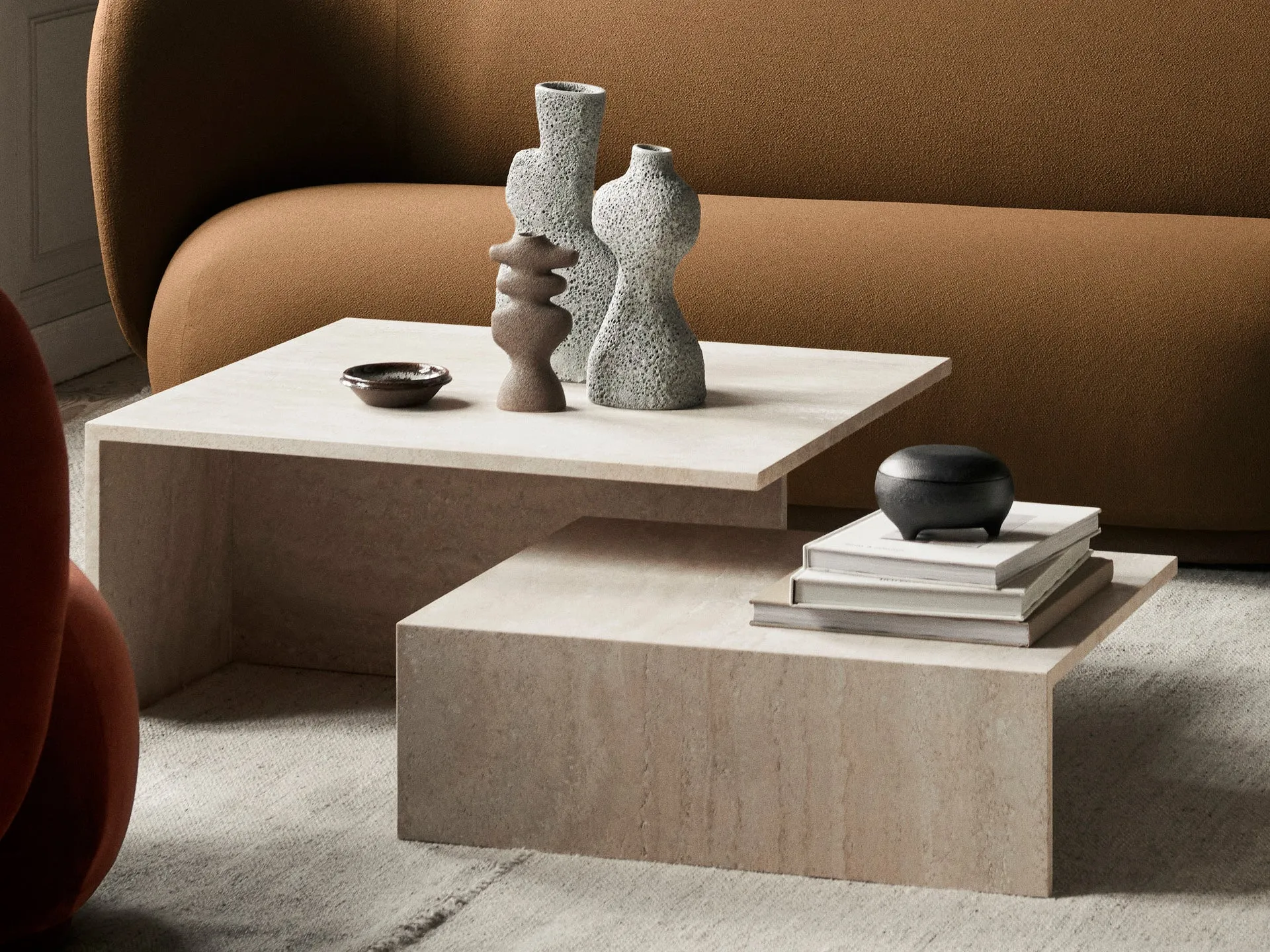 Distinct Grande Duo Tables - Travertine