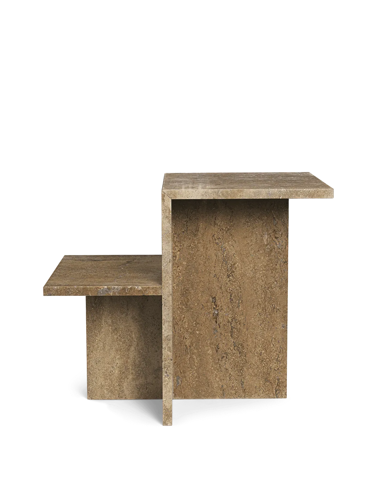 Distinct Side Table - Dark Brown, Travertine