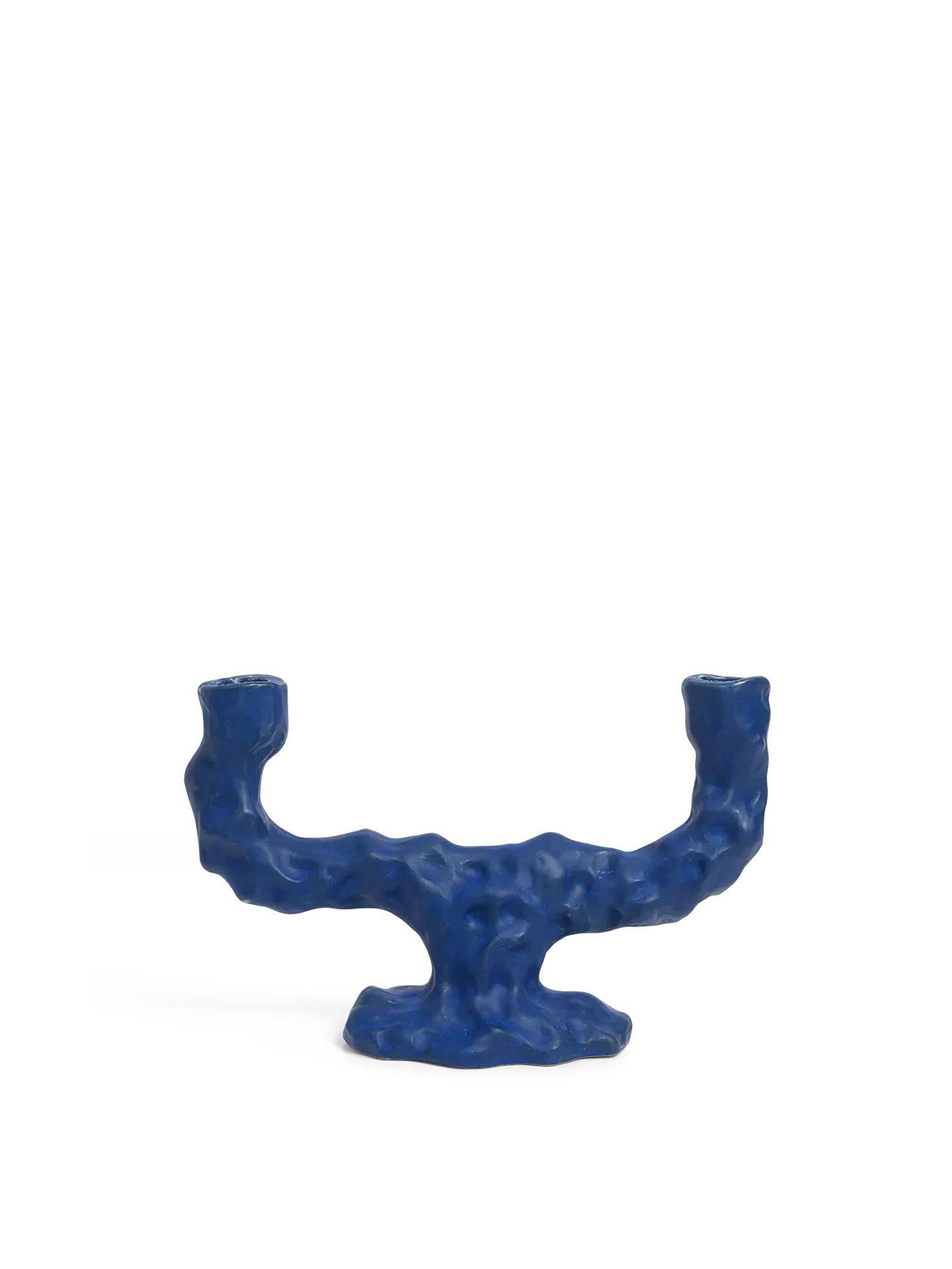 Dito Double Candle Holder - Bright Blue, Stoneware