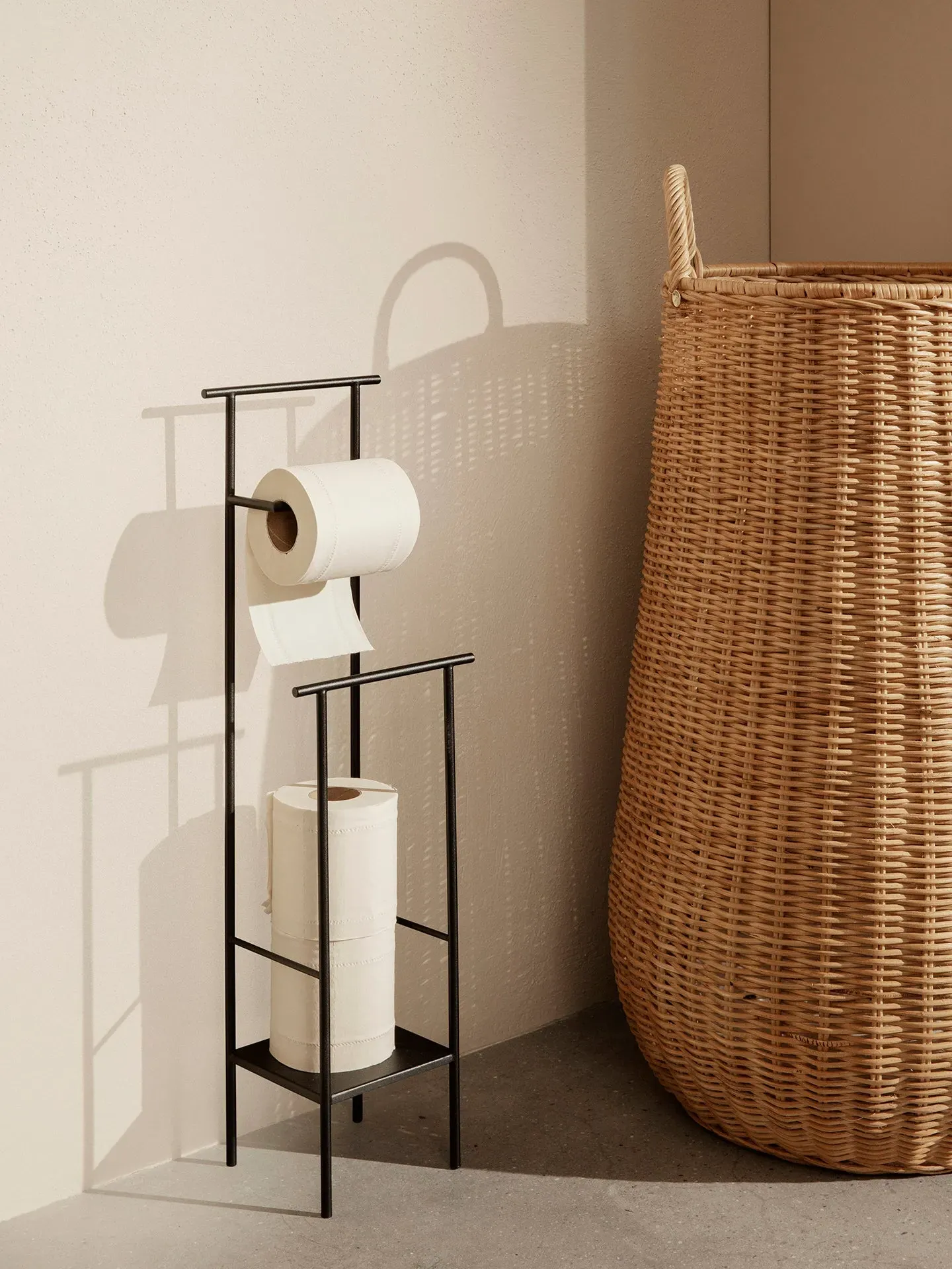 Dora Toilet Paper Stand with Storage - Black