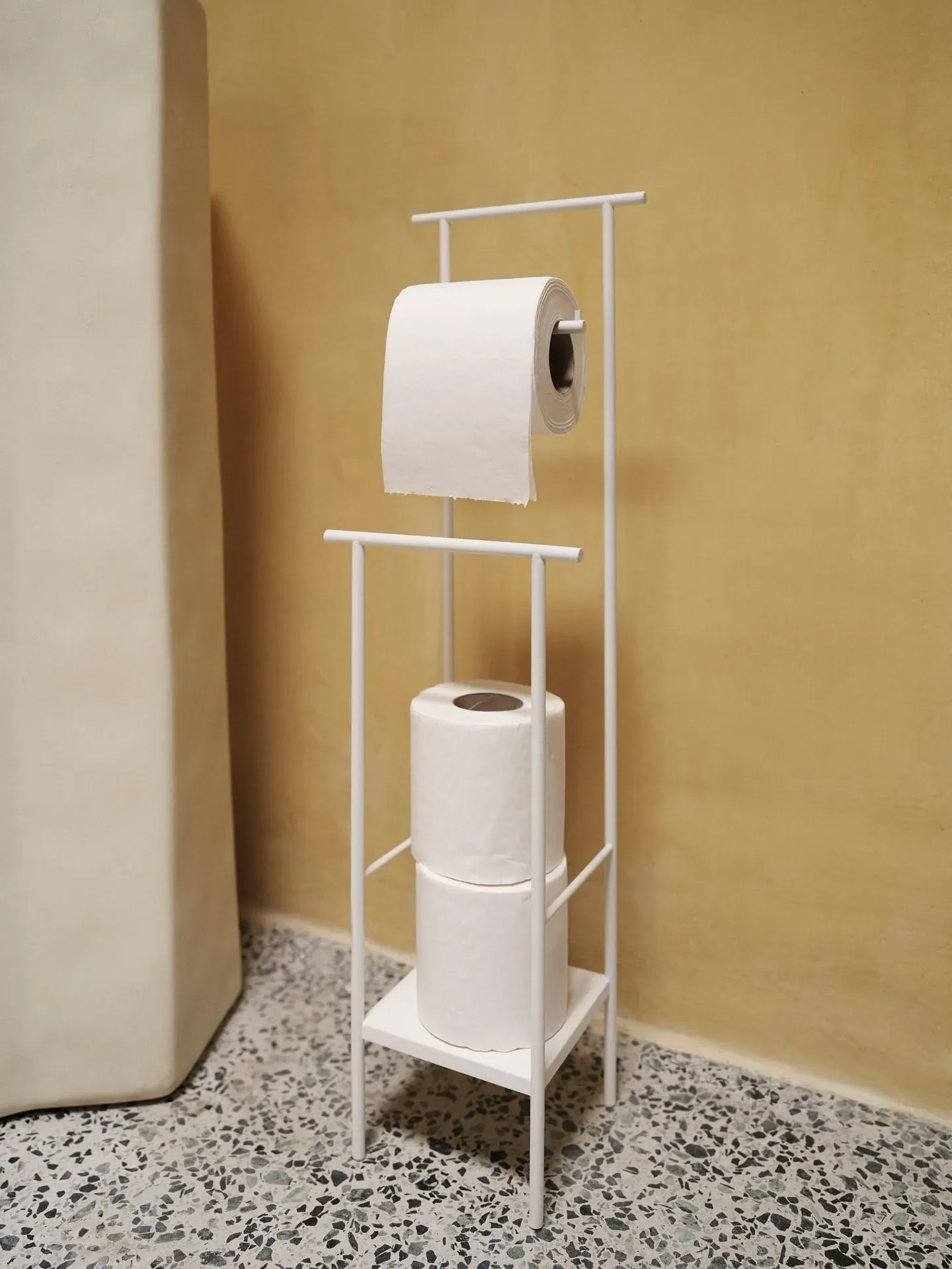 Dora Toilet Paper Stand with Storage - White