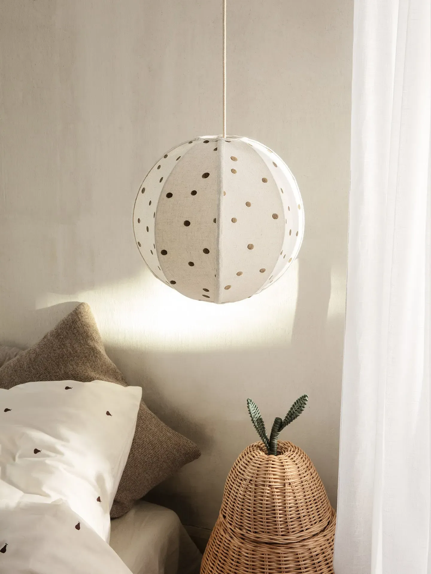Dots Embroidered Textile Lampshade - Cotton