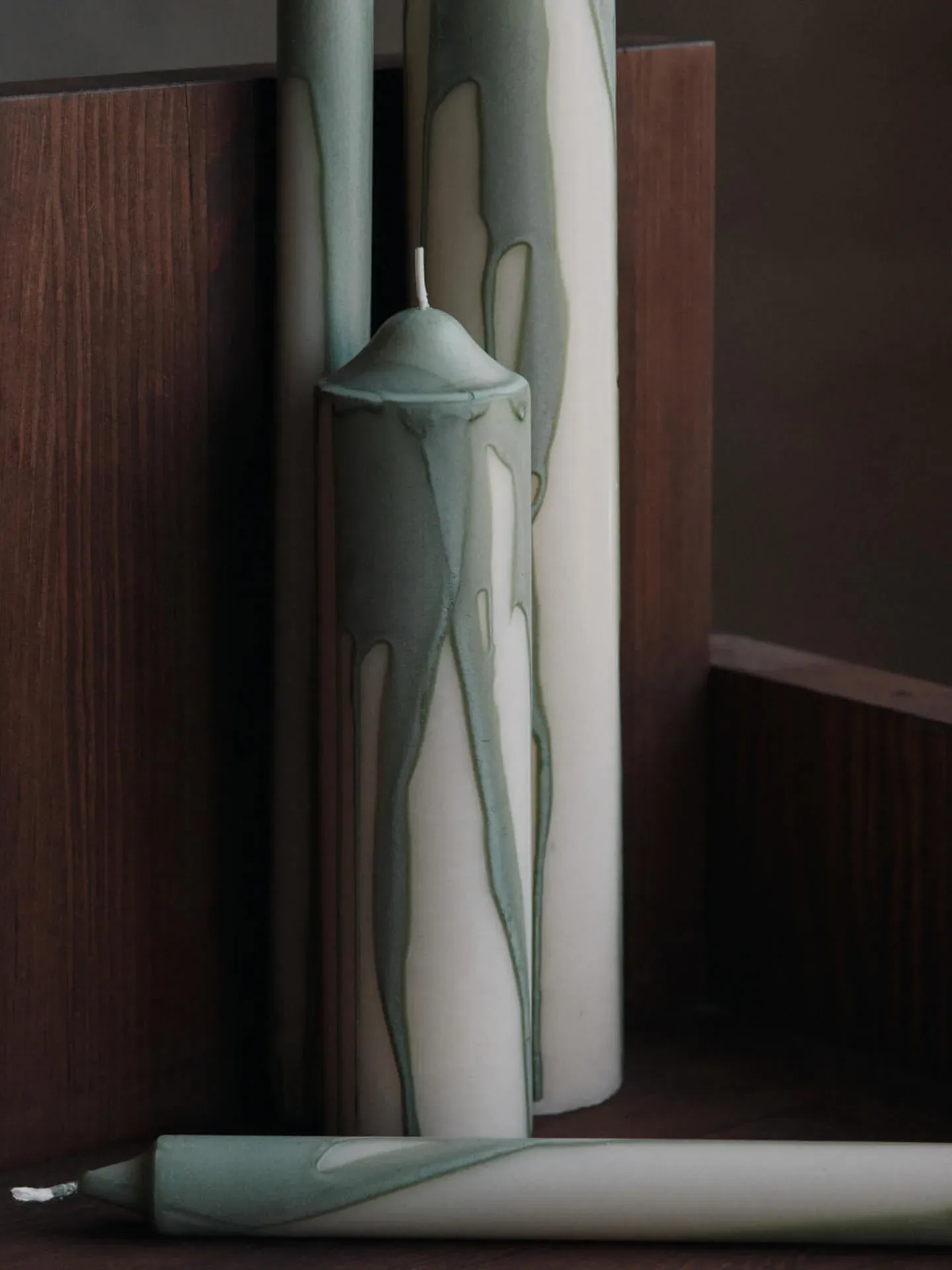 Dryp Candles Set of 2 - Tea Green, Stearin