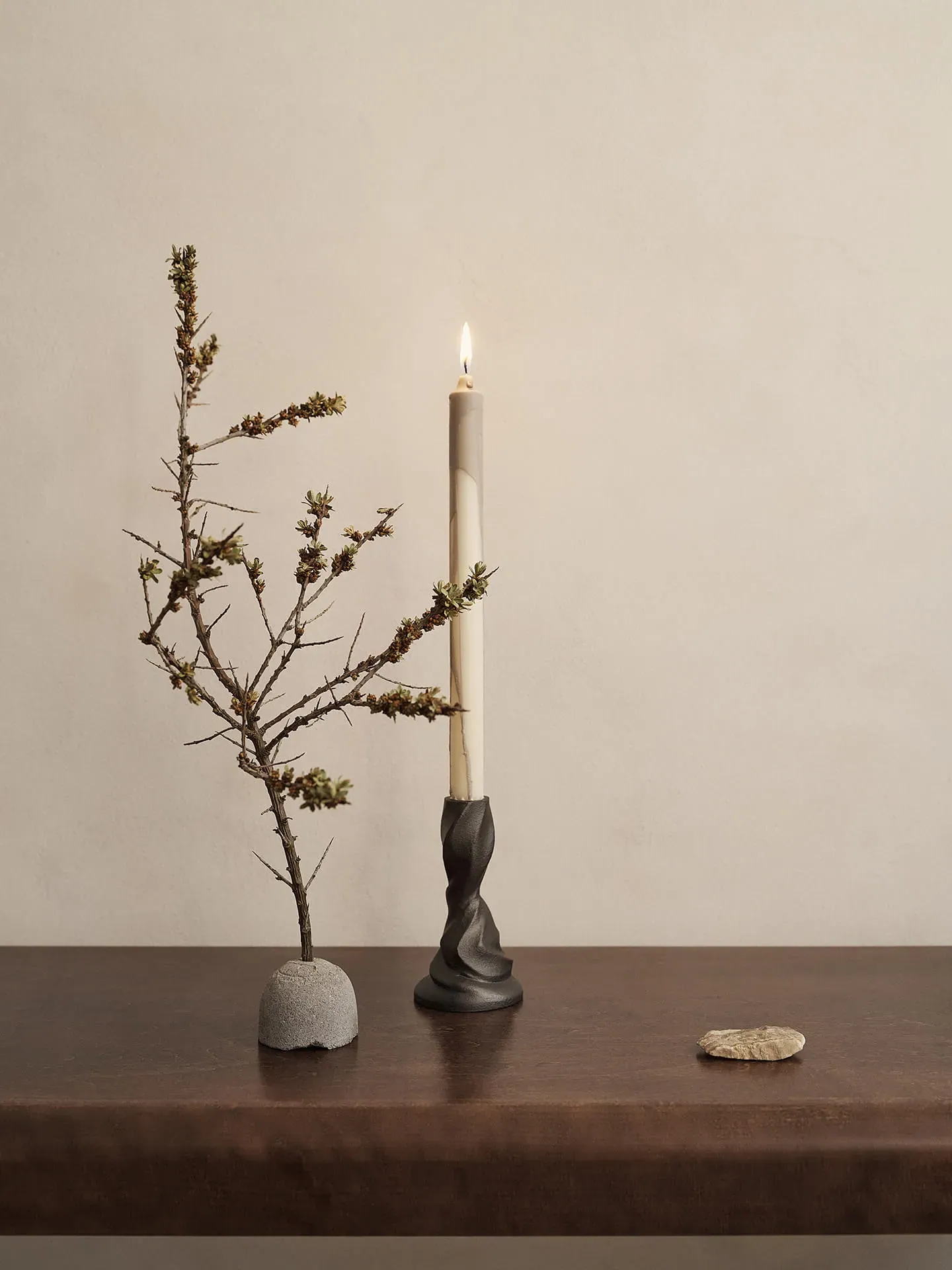 Dryp Candles Set of 2 - Warm Grey, Stearin