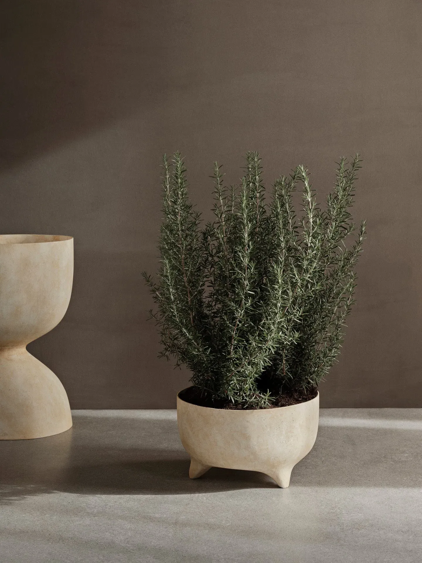 Evoke Low Plant Pot - Warm Sand, Glass Fibre