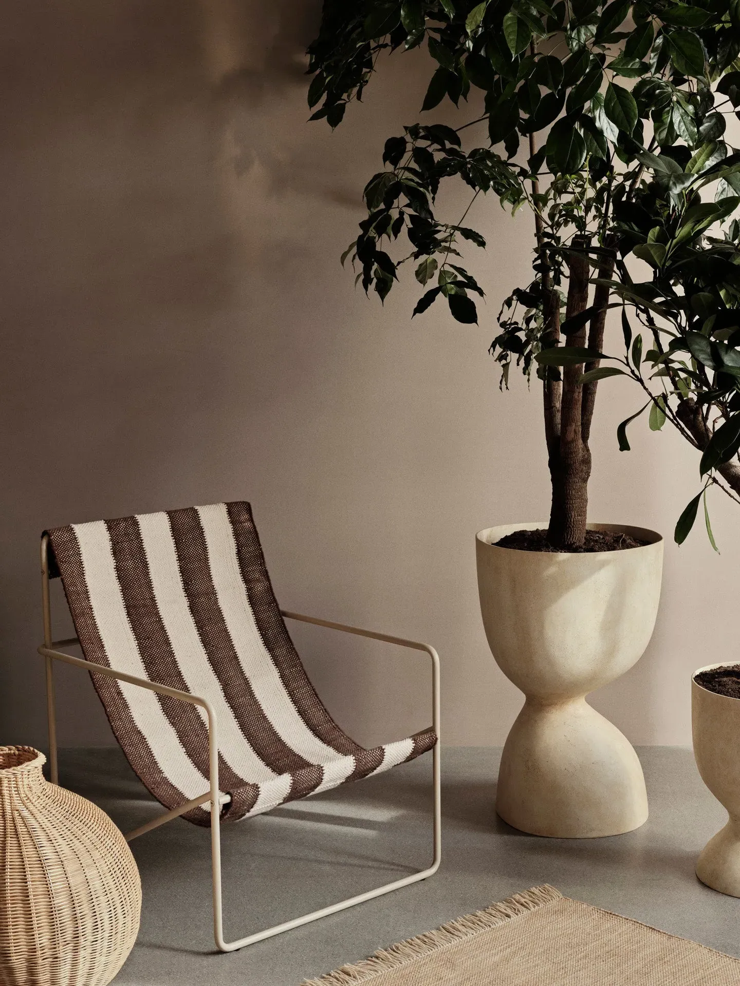 Evoke Tall Plant Pot - Warm Sand, Glass Fibre