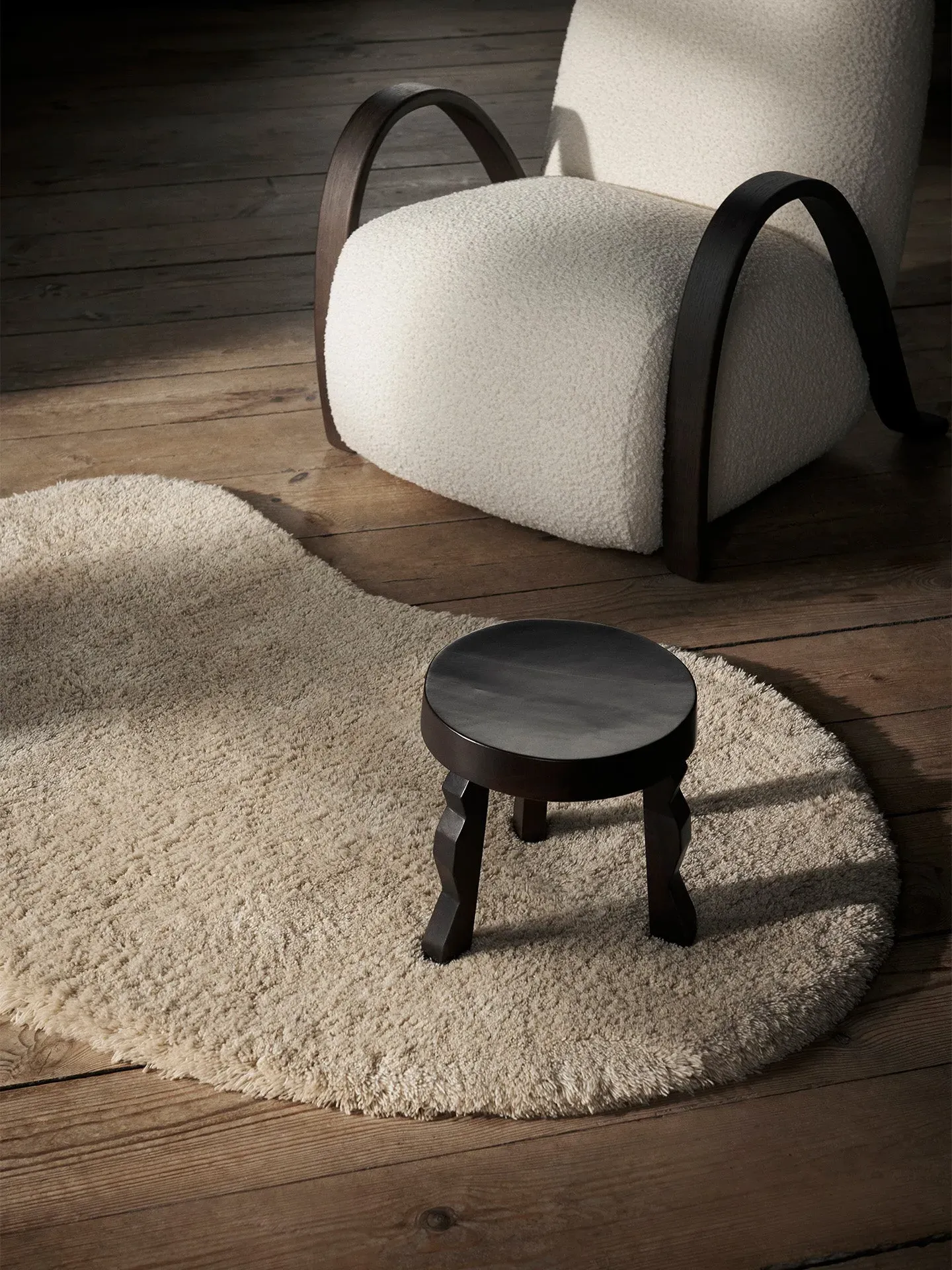 Faye Round Stool - Dark Stained Mango Wood