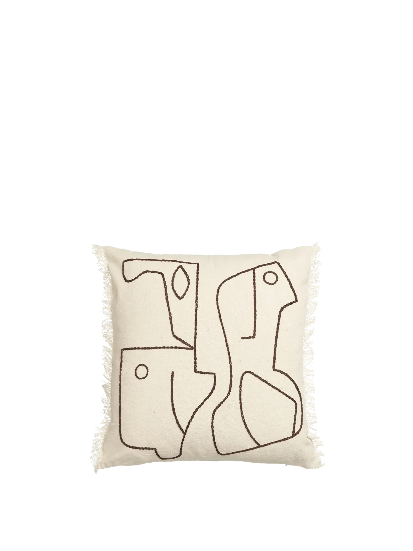 Figure Cushion Cover - Off-White/Coffee, Organic Cotton