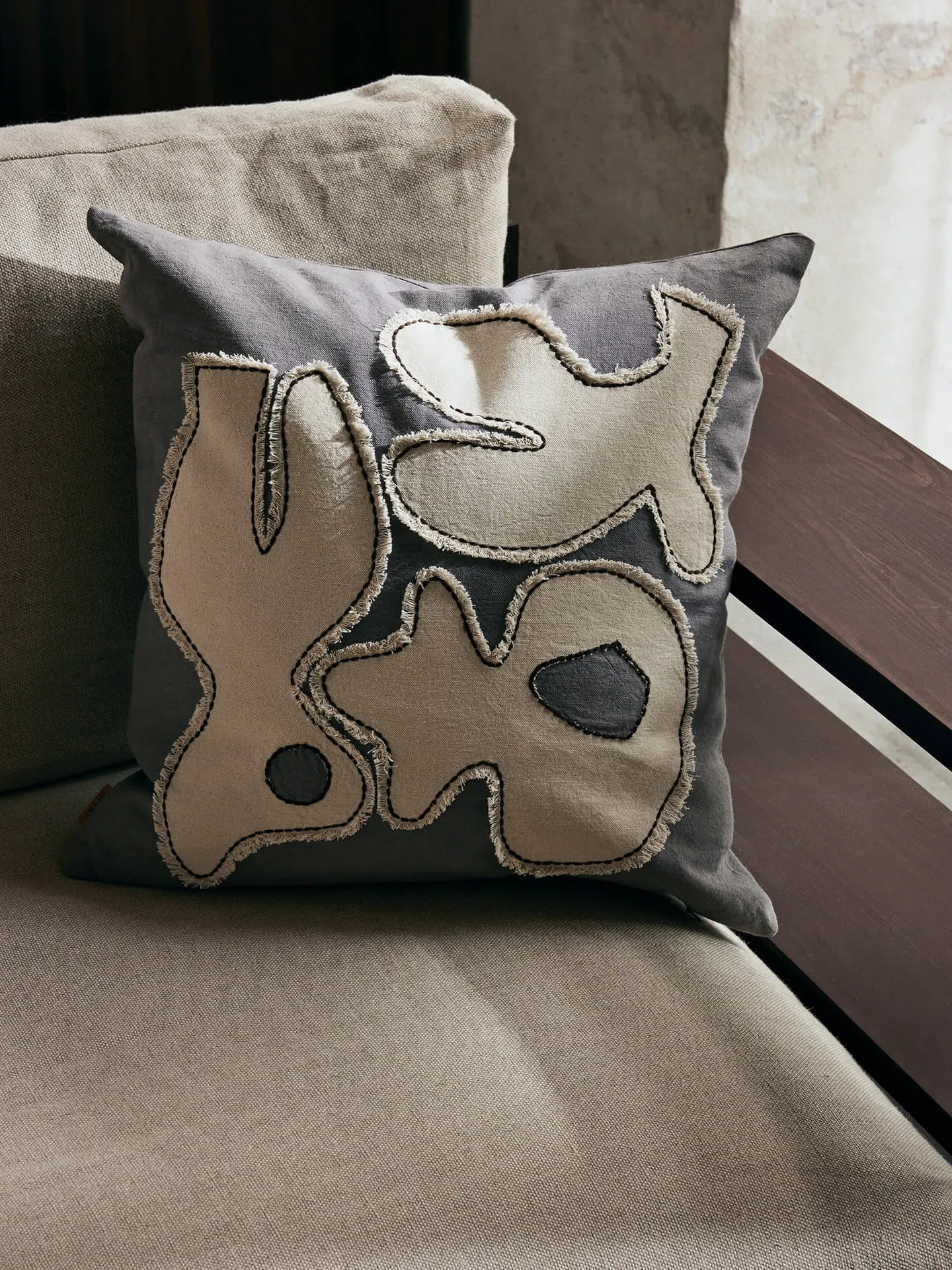 Figure Cushion - Grey Blue, Organic Cotton
